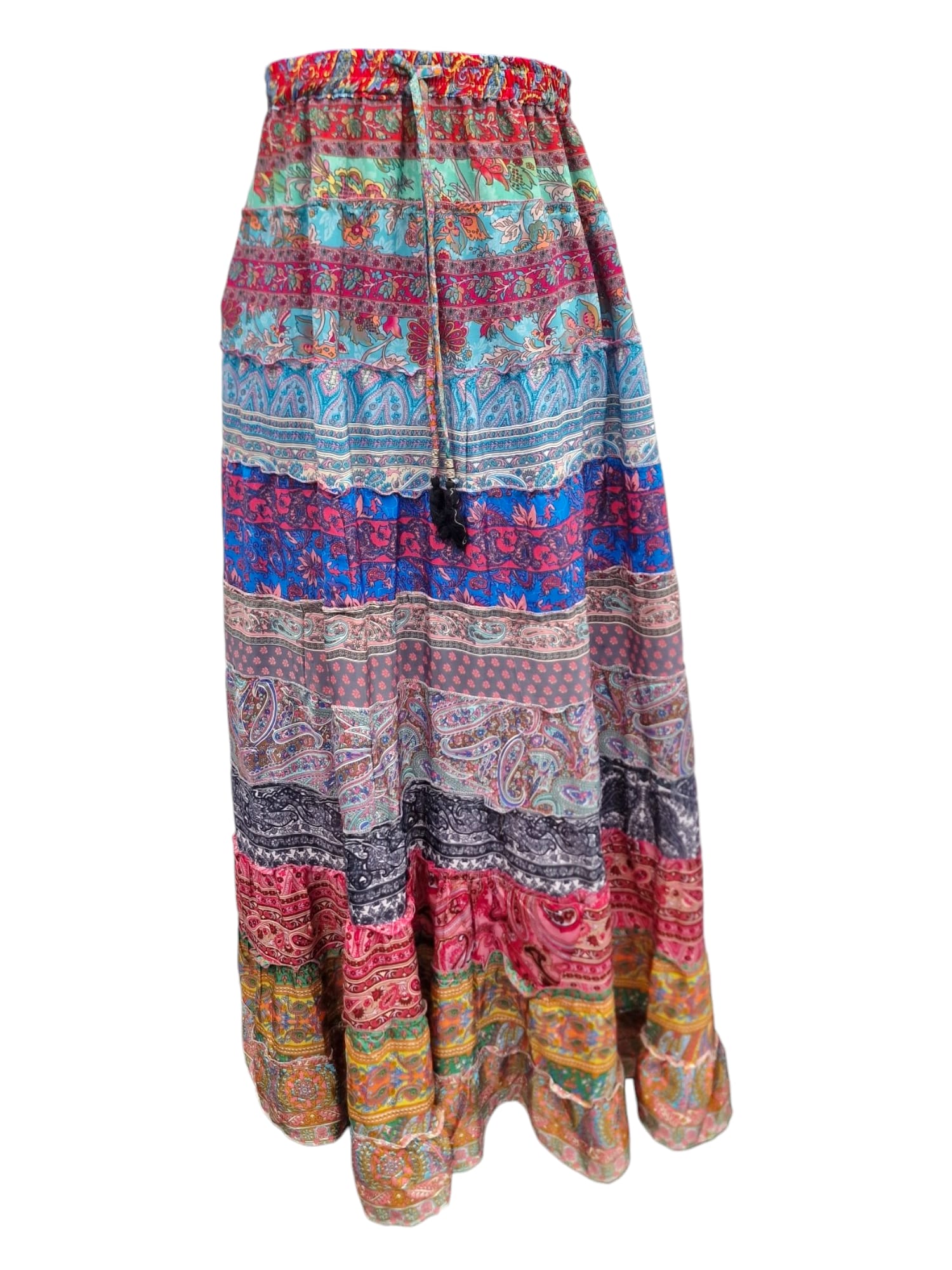 Bohemisk långkjol i återvunnet silke variant 4