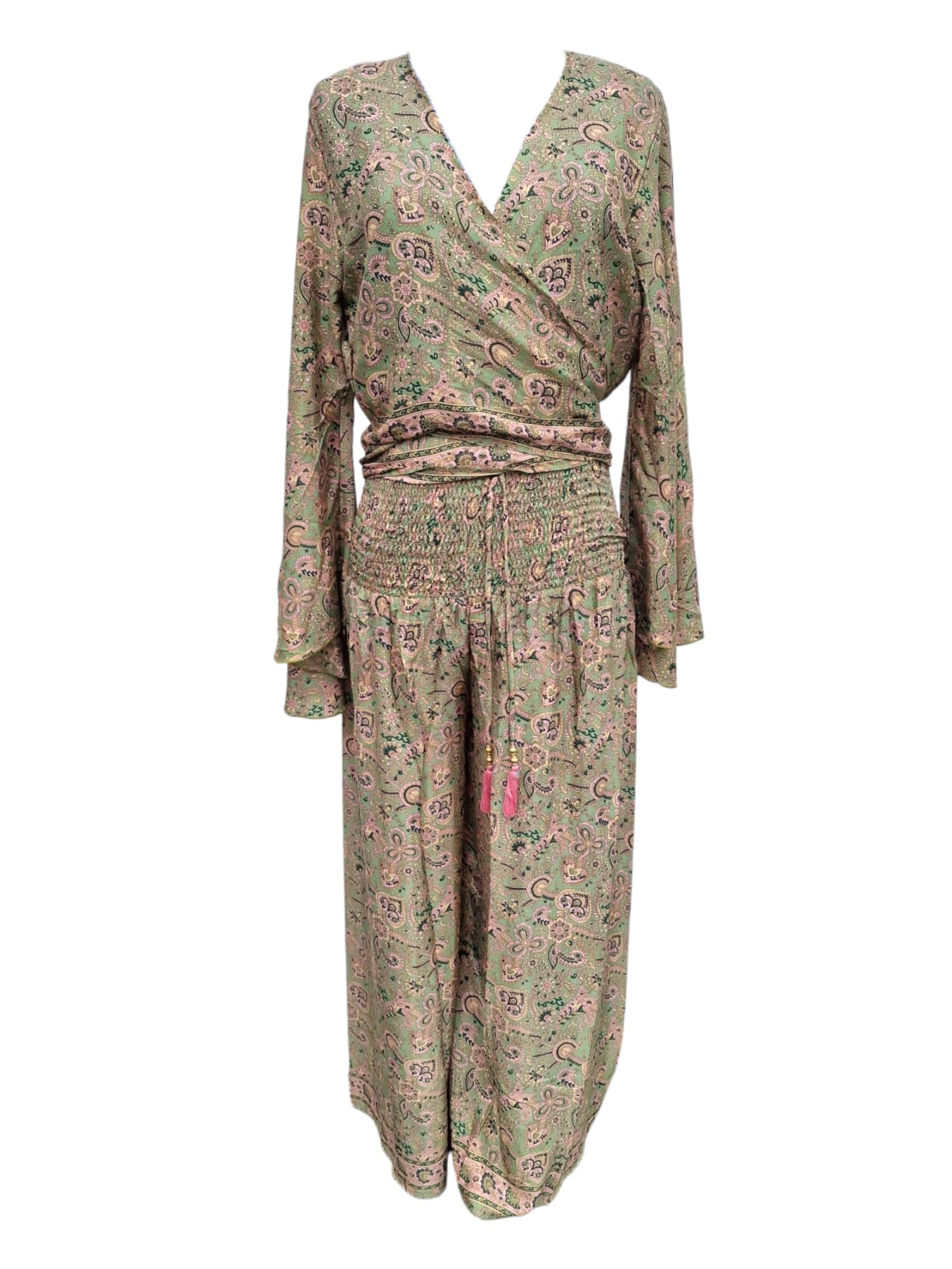 Boho tvådelat set Ljusgrön med mönster