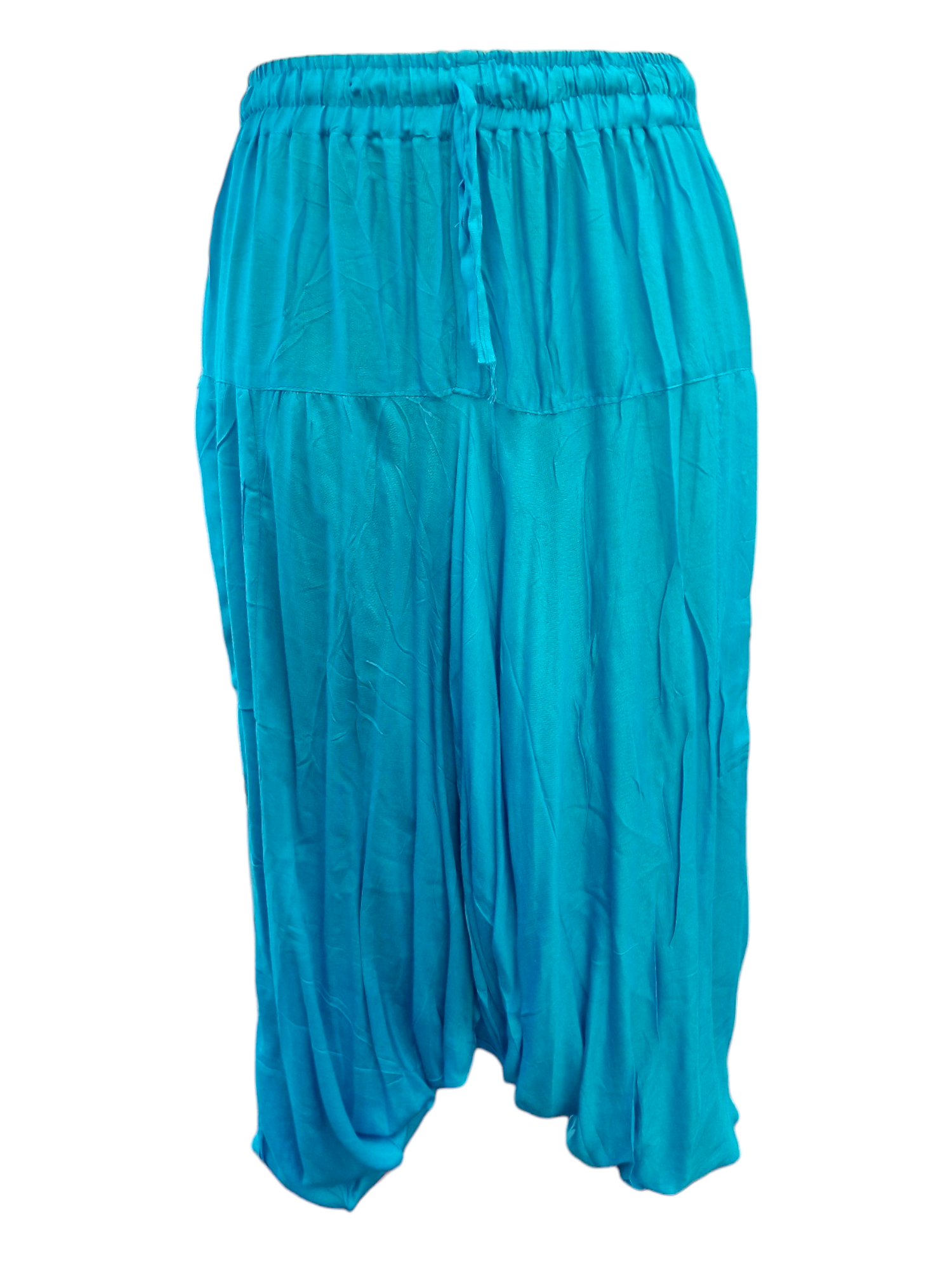 Haremsbyxa enfärgad Turkos Framifrån