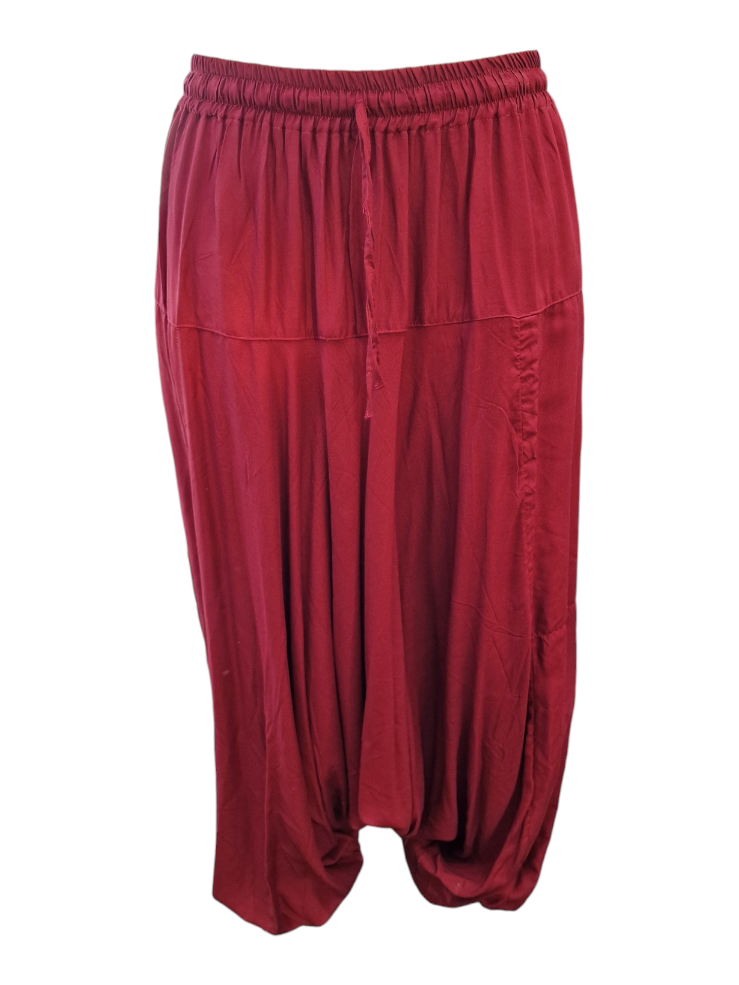 Haremsbyxa enfärgad Vinröd Framifrån