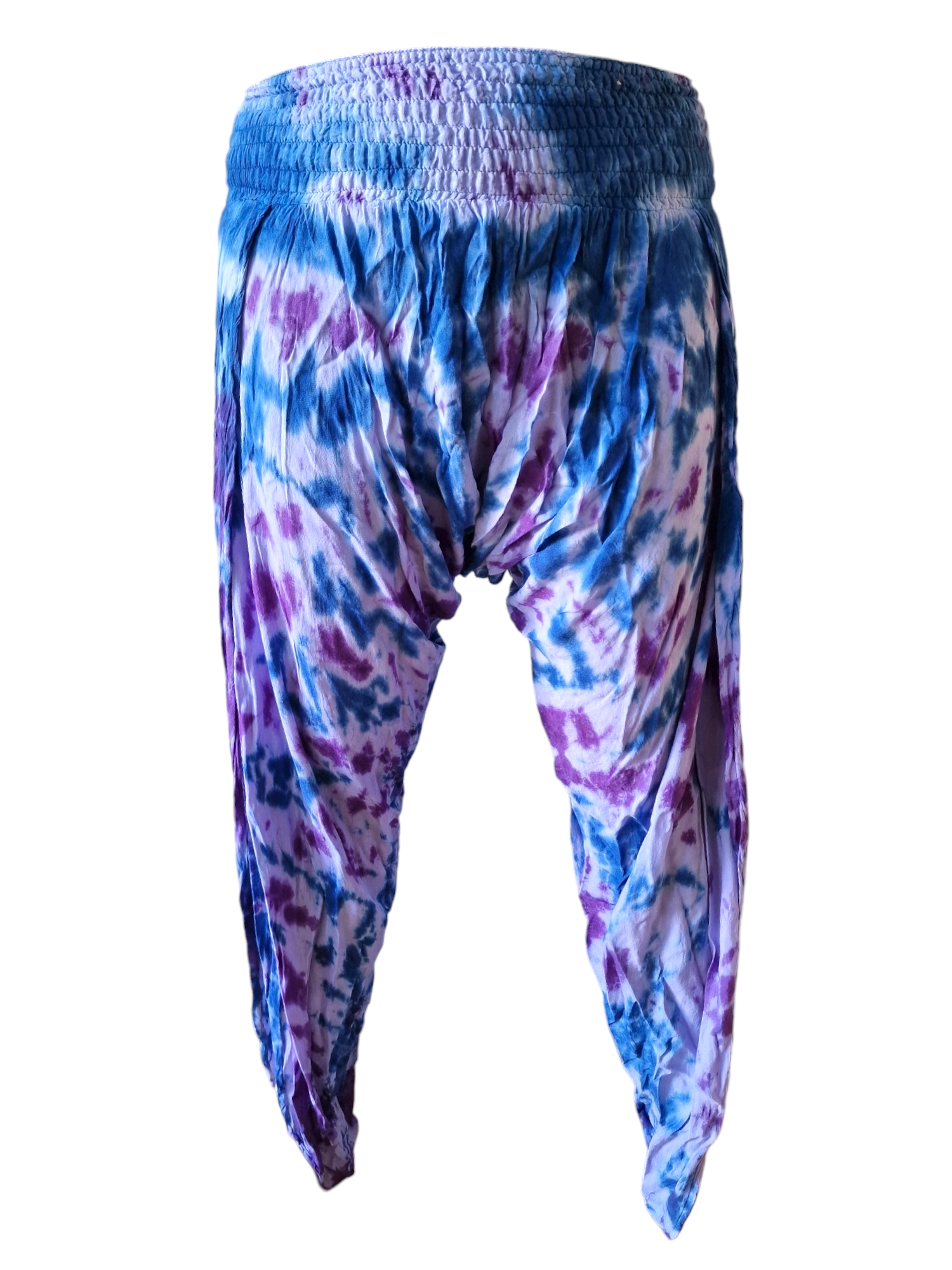 Haremsbyxor med slits Batik Multifärgad Blå framifrån