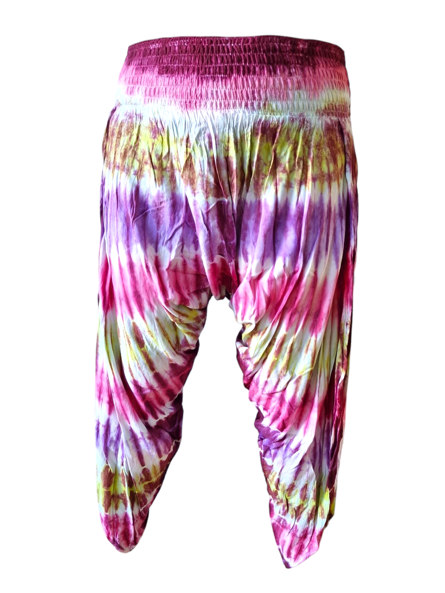 Haremsbyxor med slits Batik Multifärgad lila framifrån