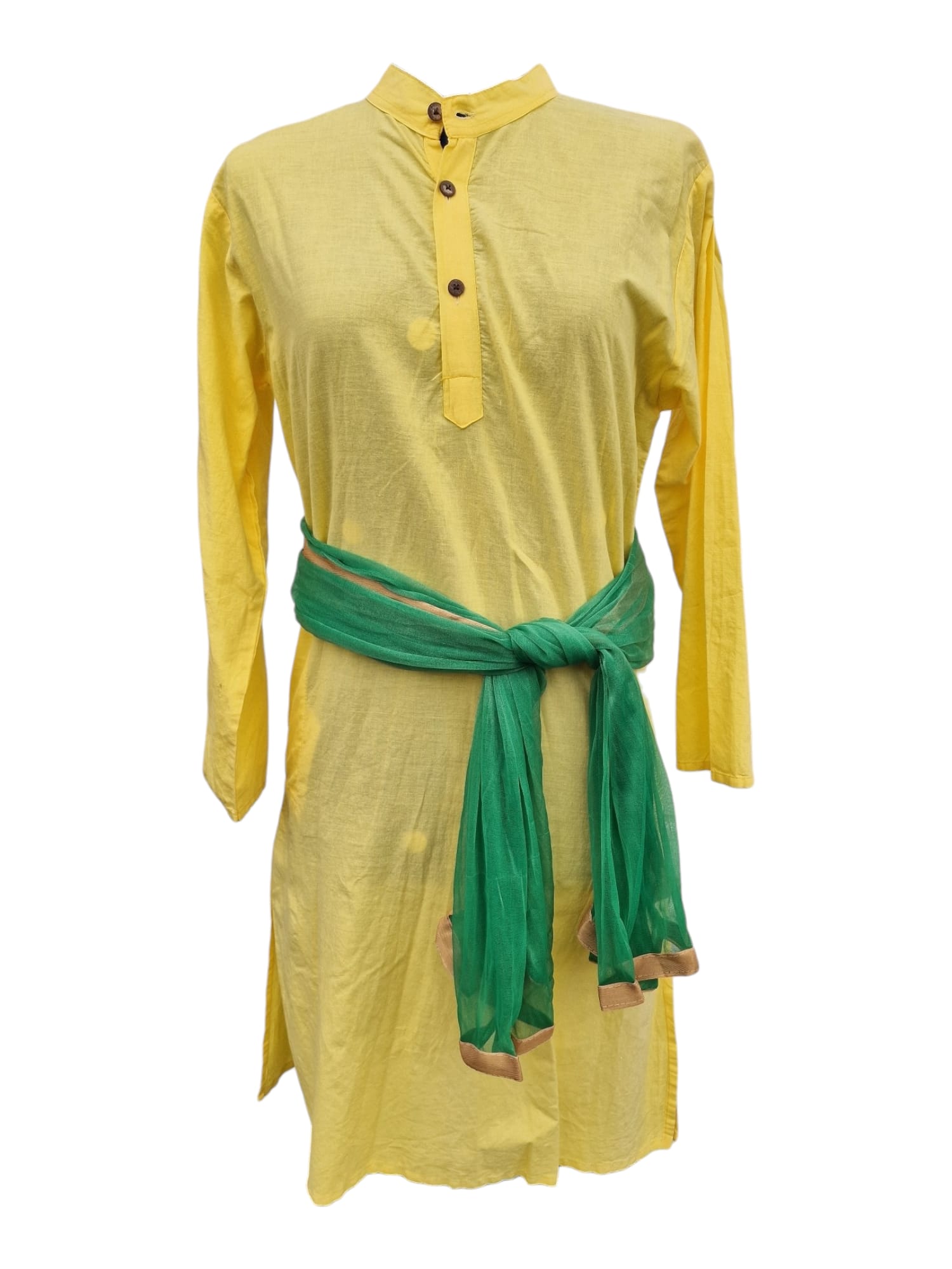 Kurta Traditionell indisk långskjorta Gul Sjal Midja
