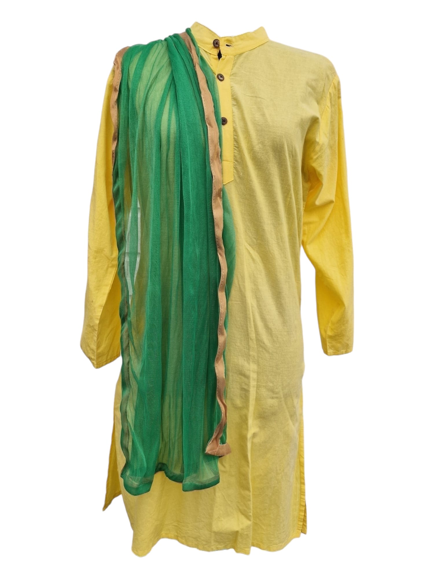 Kurta Traditionell indisk långskjorta Gul Sjal