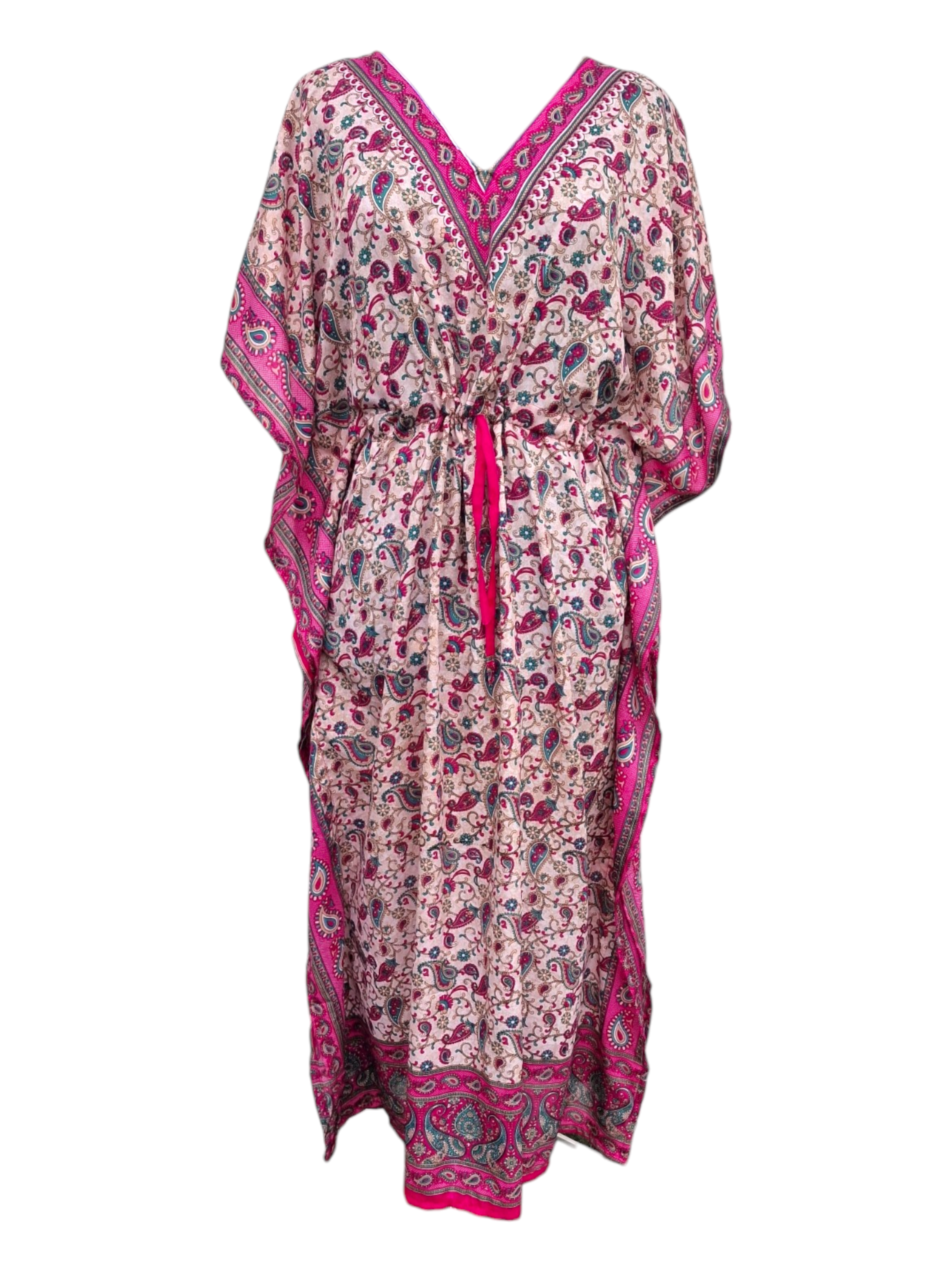Lång Kaftan med justerbart snöre i midjan Rosa