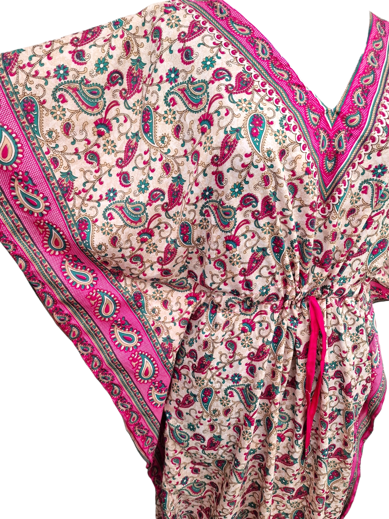 Lång Kaftan med justerbart snöre i midjan Rosa Sida