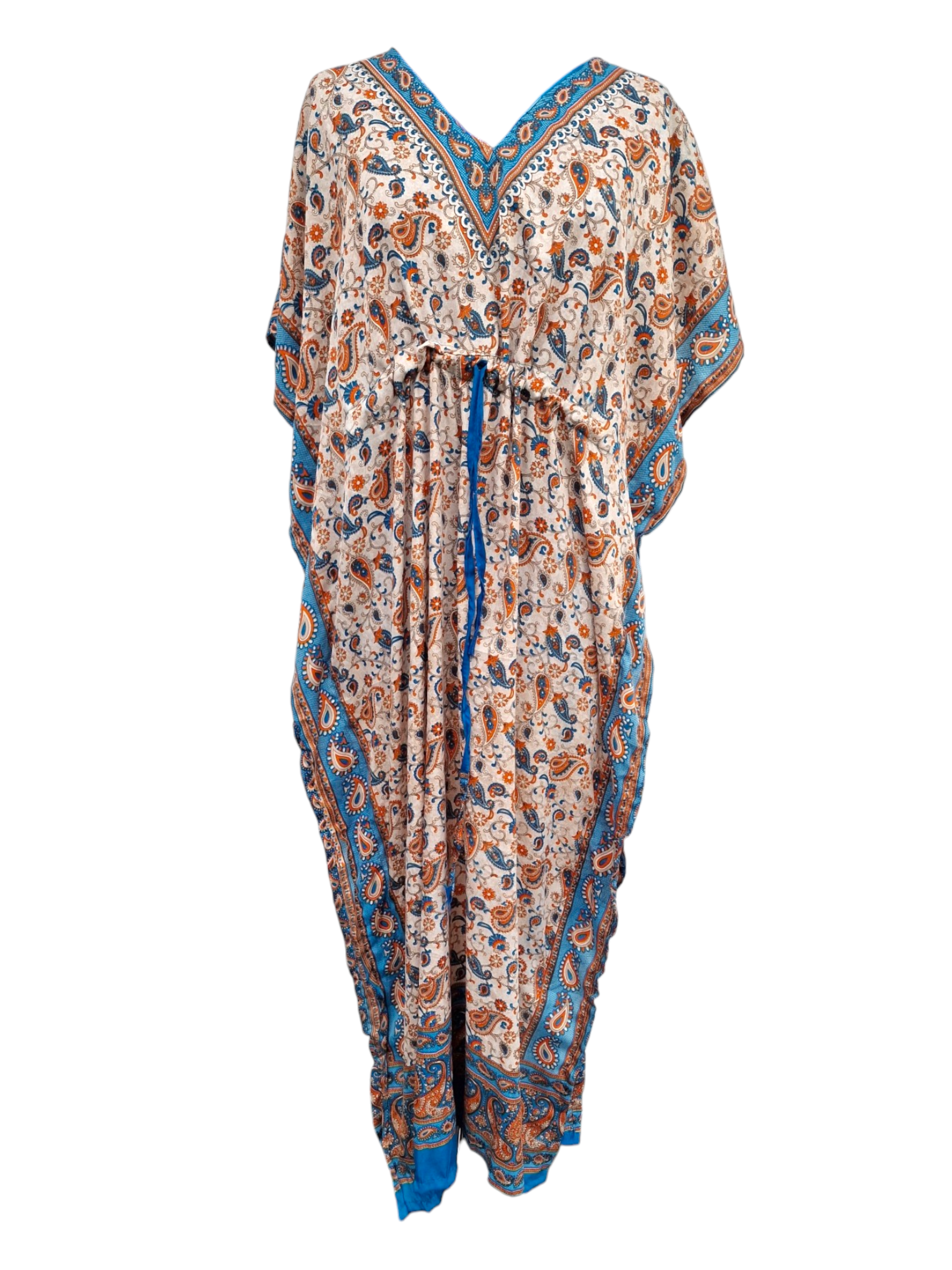 Lång Kaftan med justerbart snöre i midjan Turkos