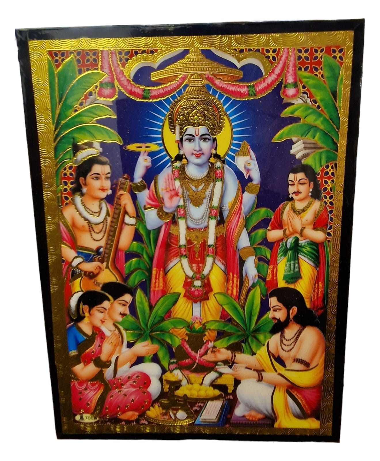 Liten tavla av Vishnu utan bakgrund