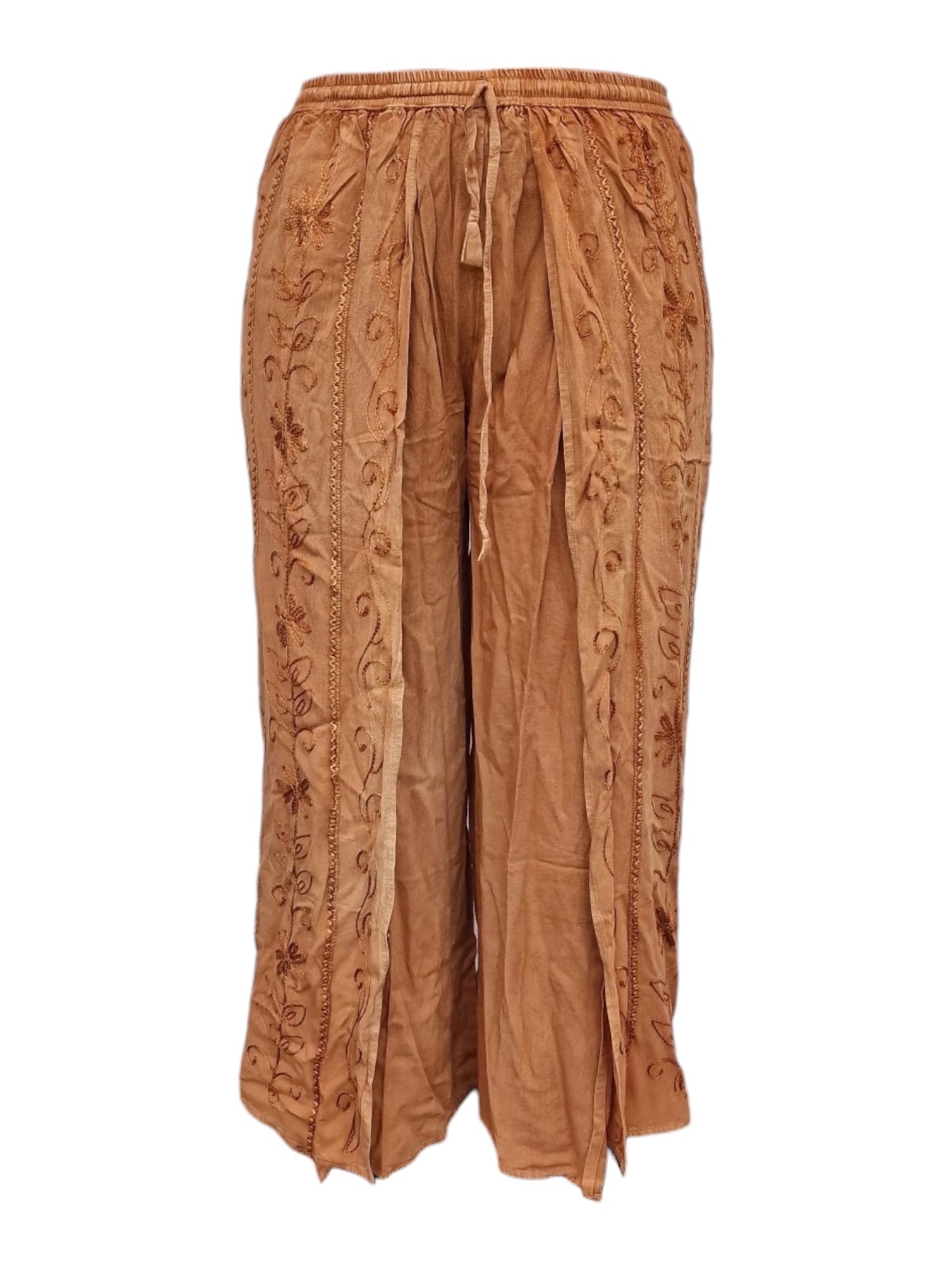 Palazzobyxa med slits Gul framifrån