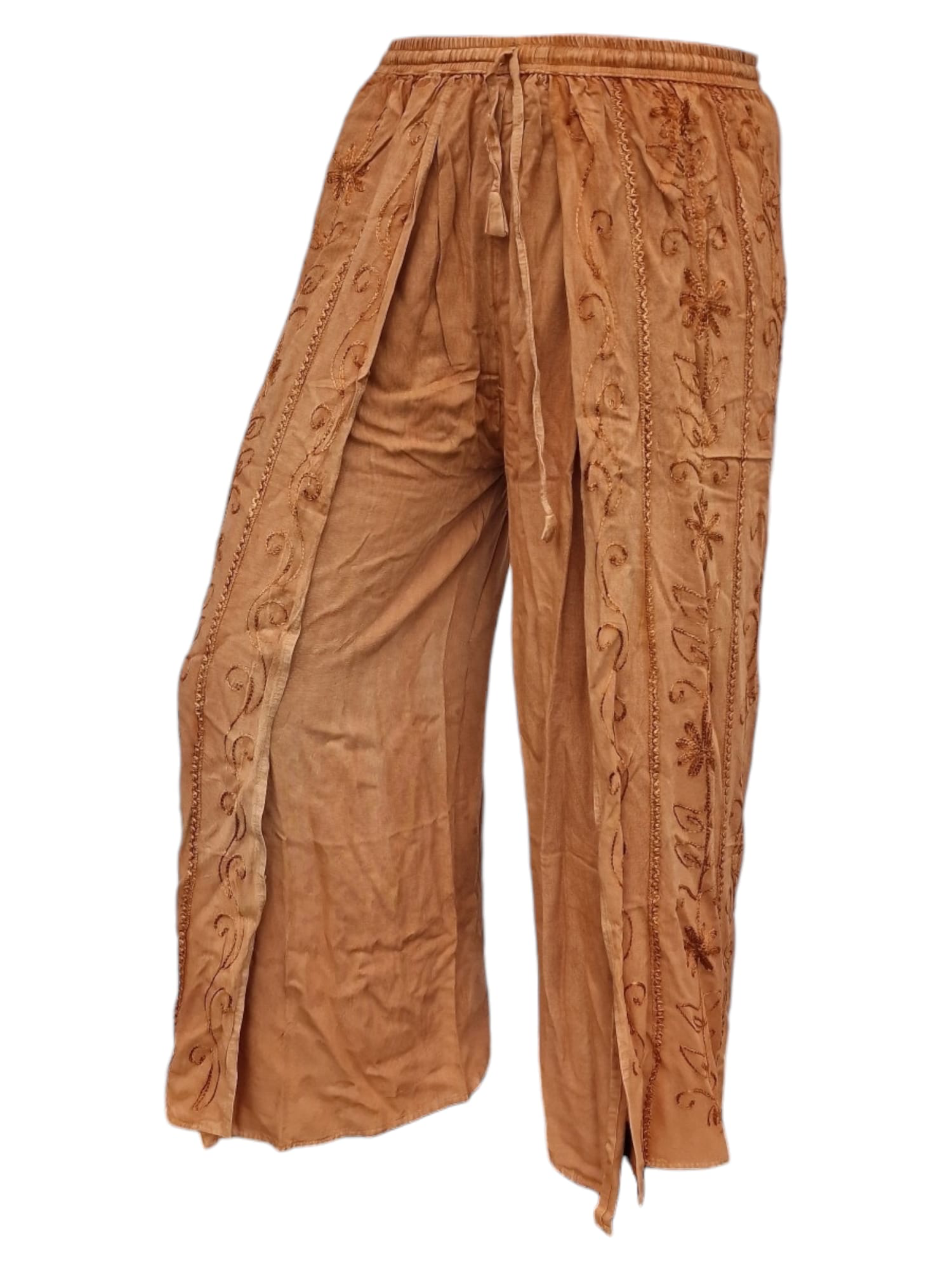 Palazzobyxa med slits Gul