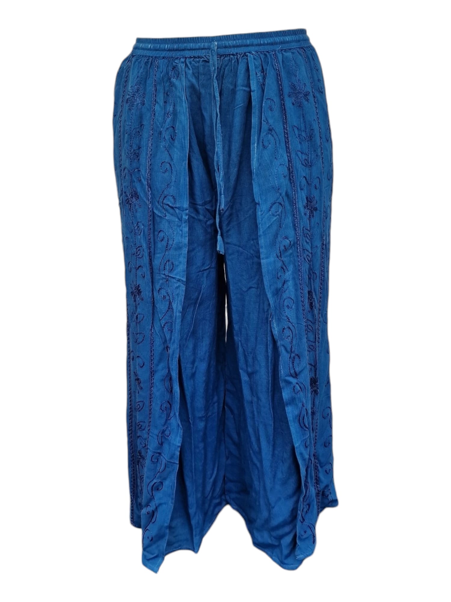 Palazzobyxa med slits Marinblå framifrån