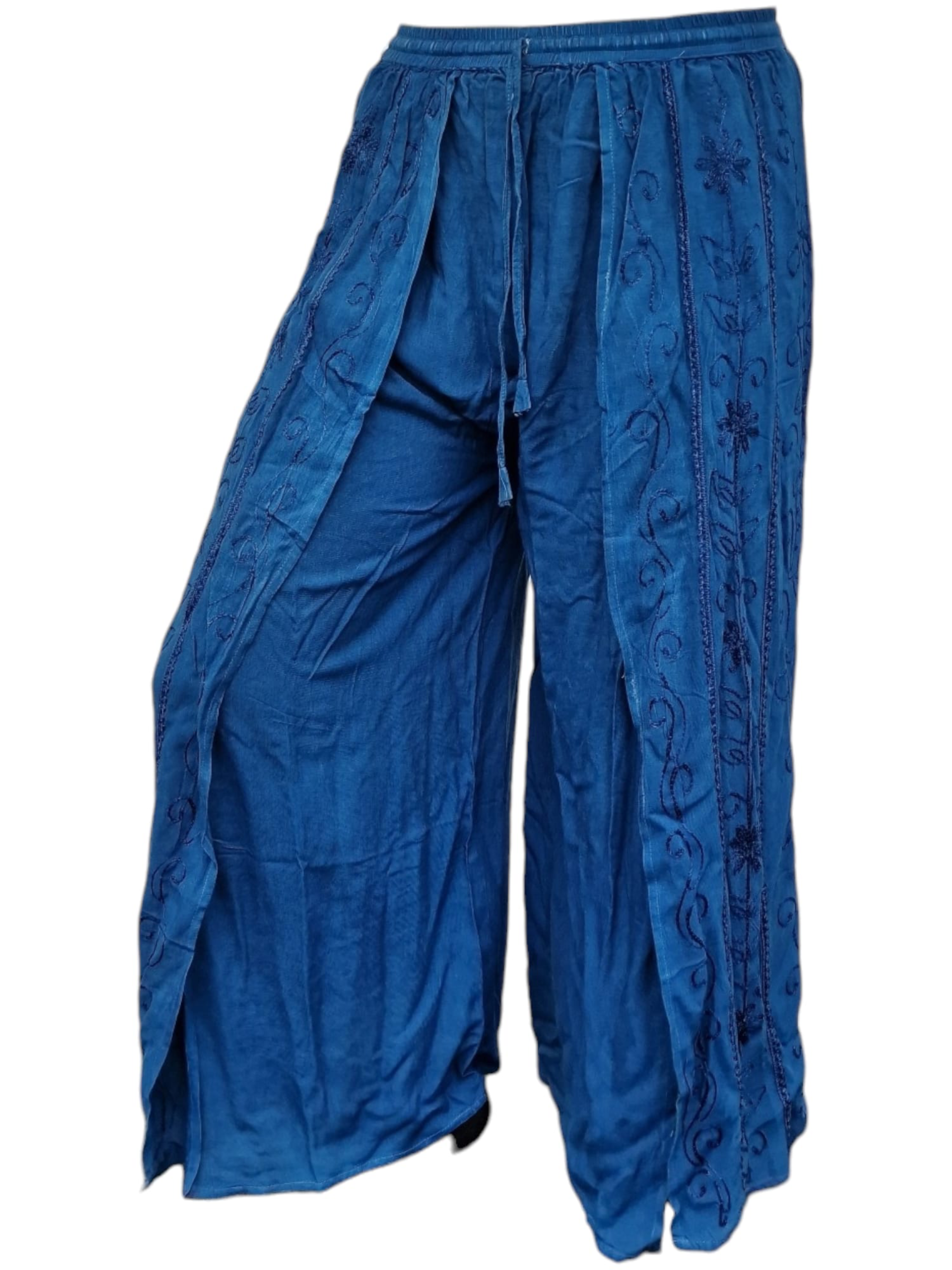 Palazzobyxa med slits Marinblå