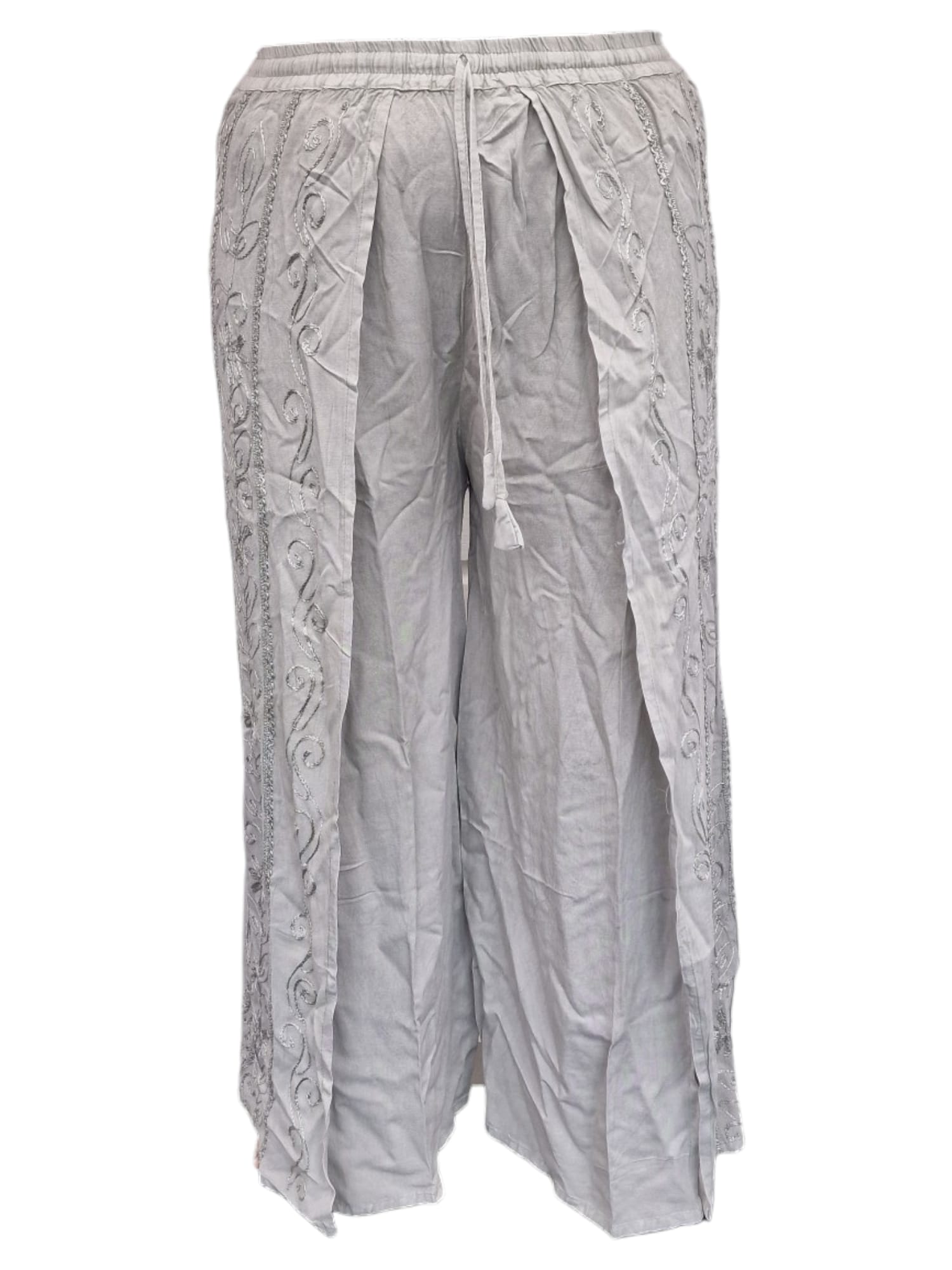 Palazzobyxa med slits Off white framifrån