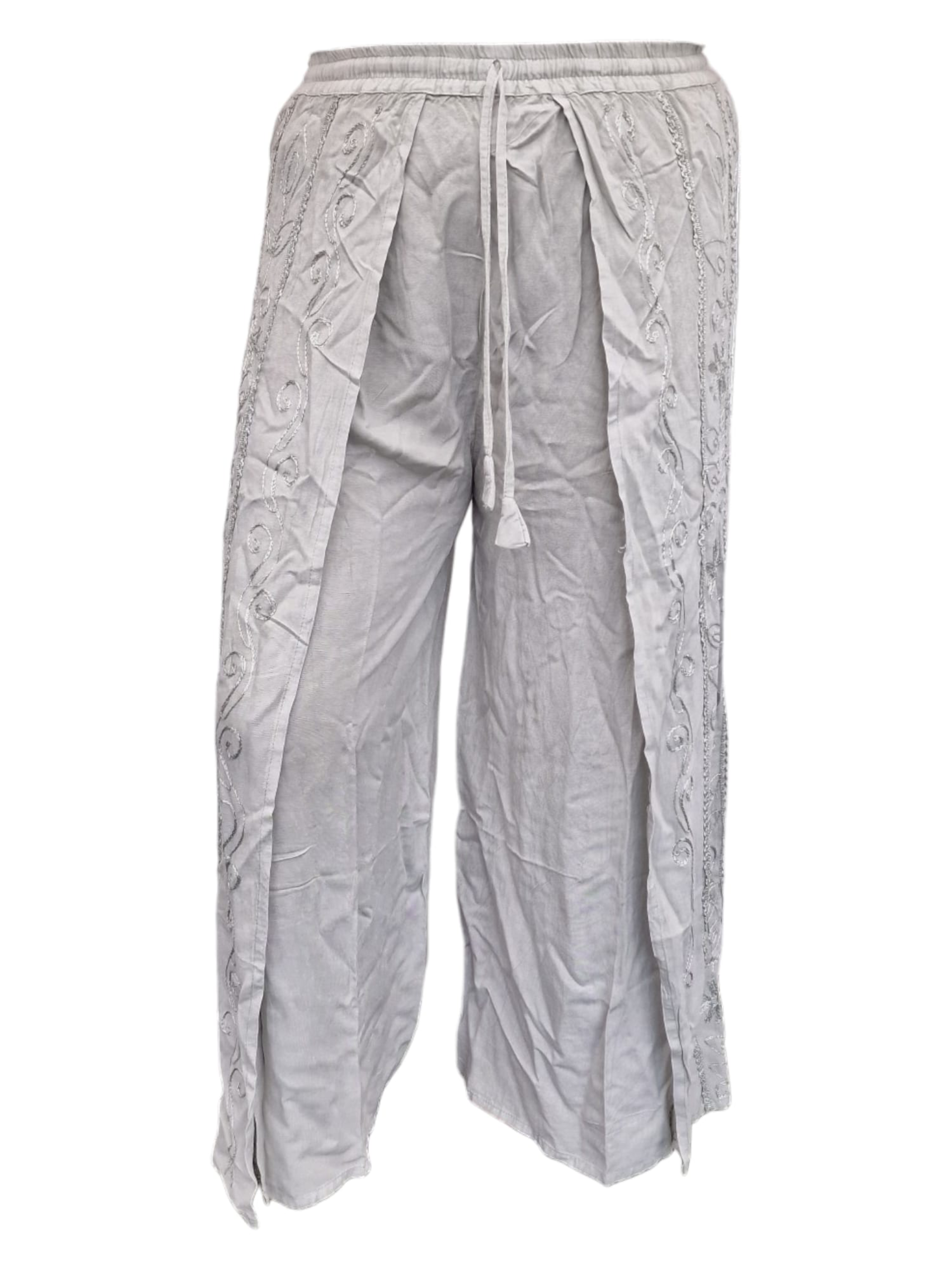 Palazzobyxa med slits Off white