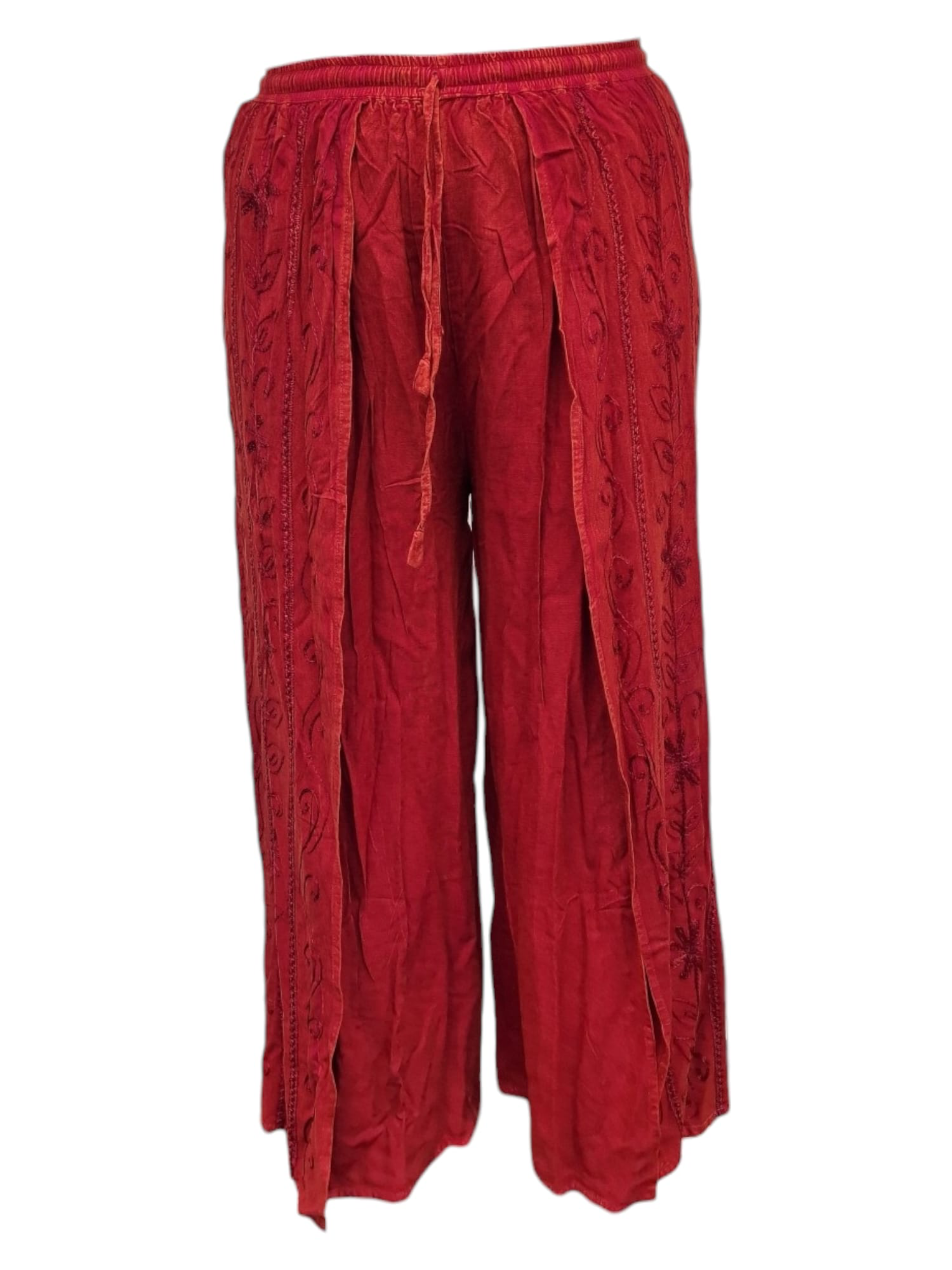 Palazzobyxa med slits Röd