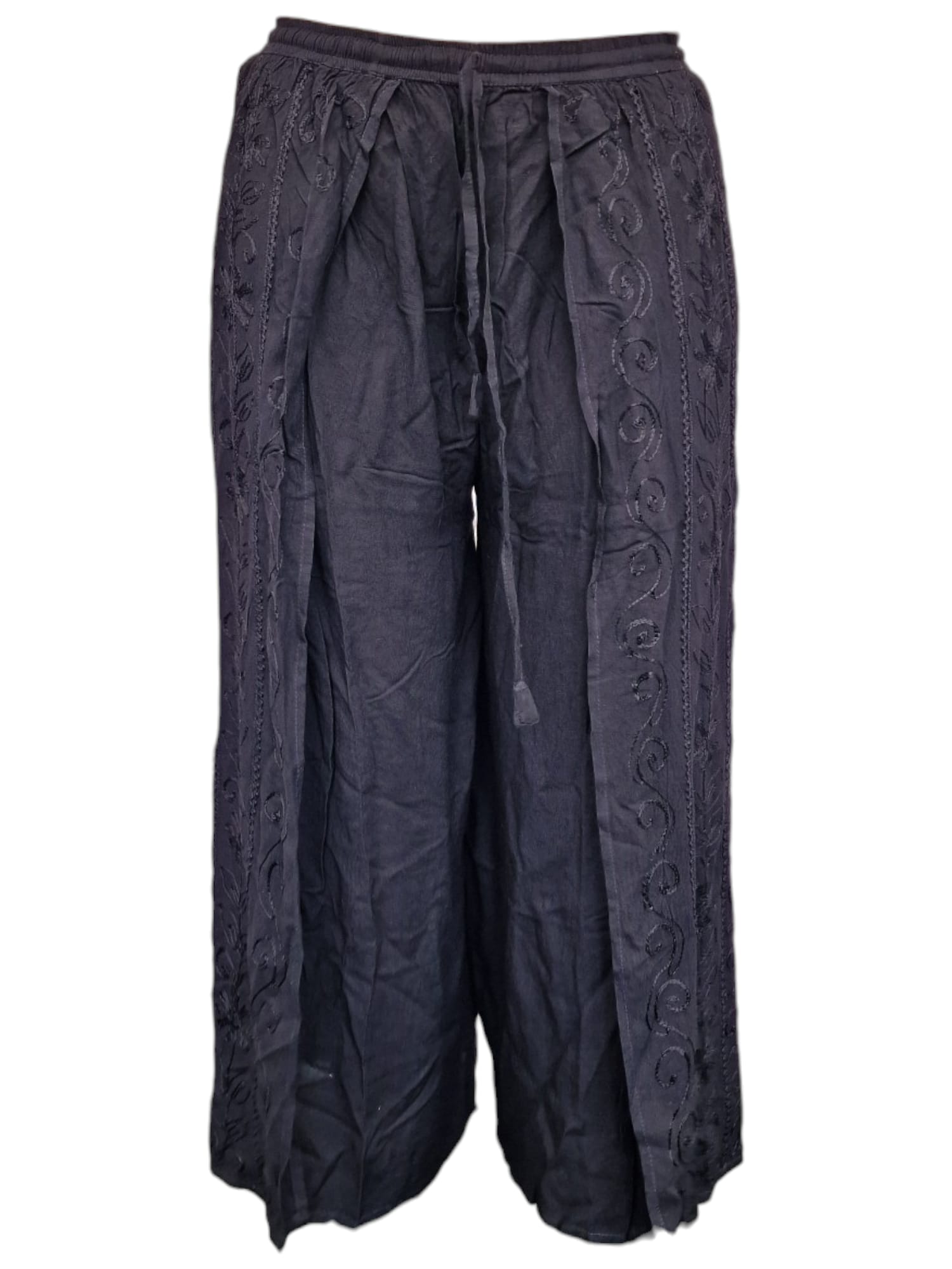 Palazzobyxa med slits Svart framifrån