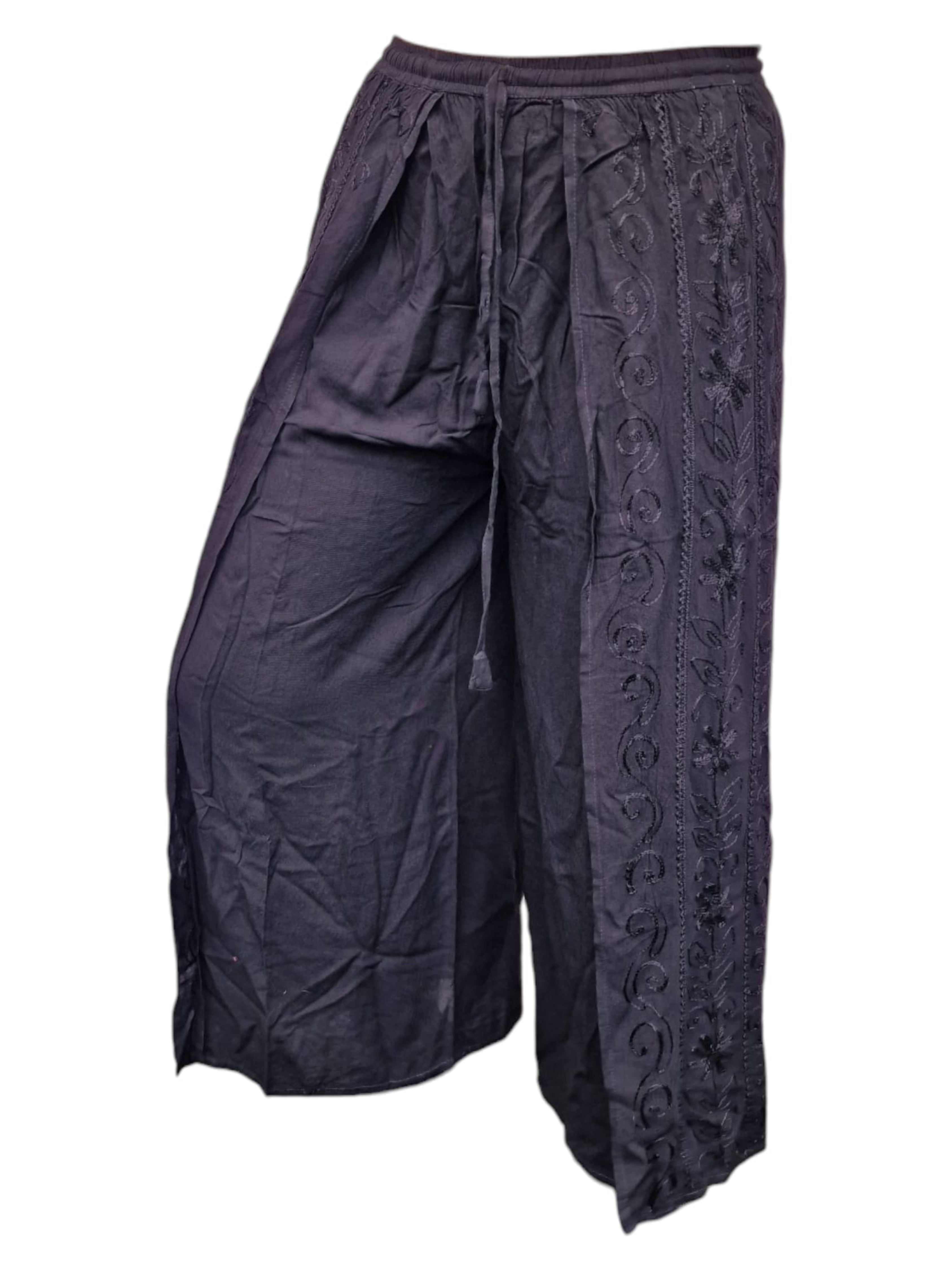 Palazzobyxa med slits Svart