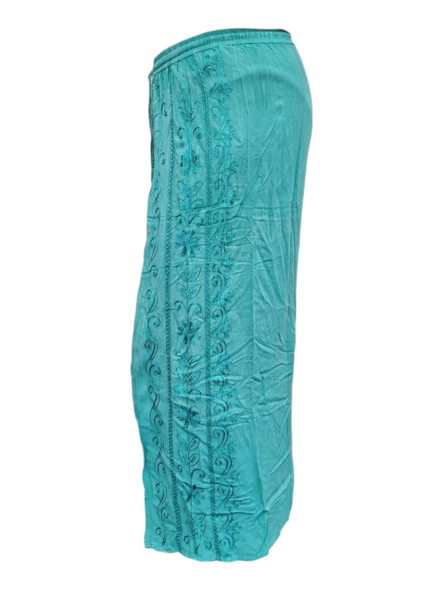 Palazzobyxa med slits Turkos från sidan