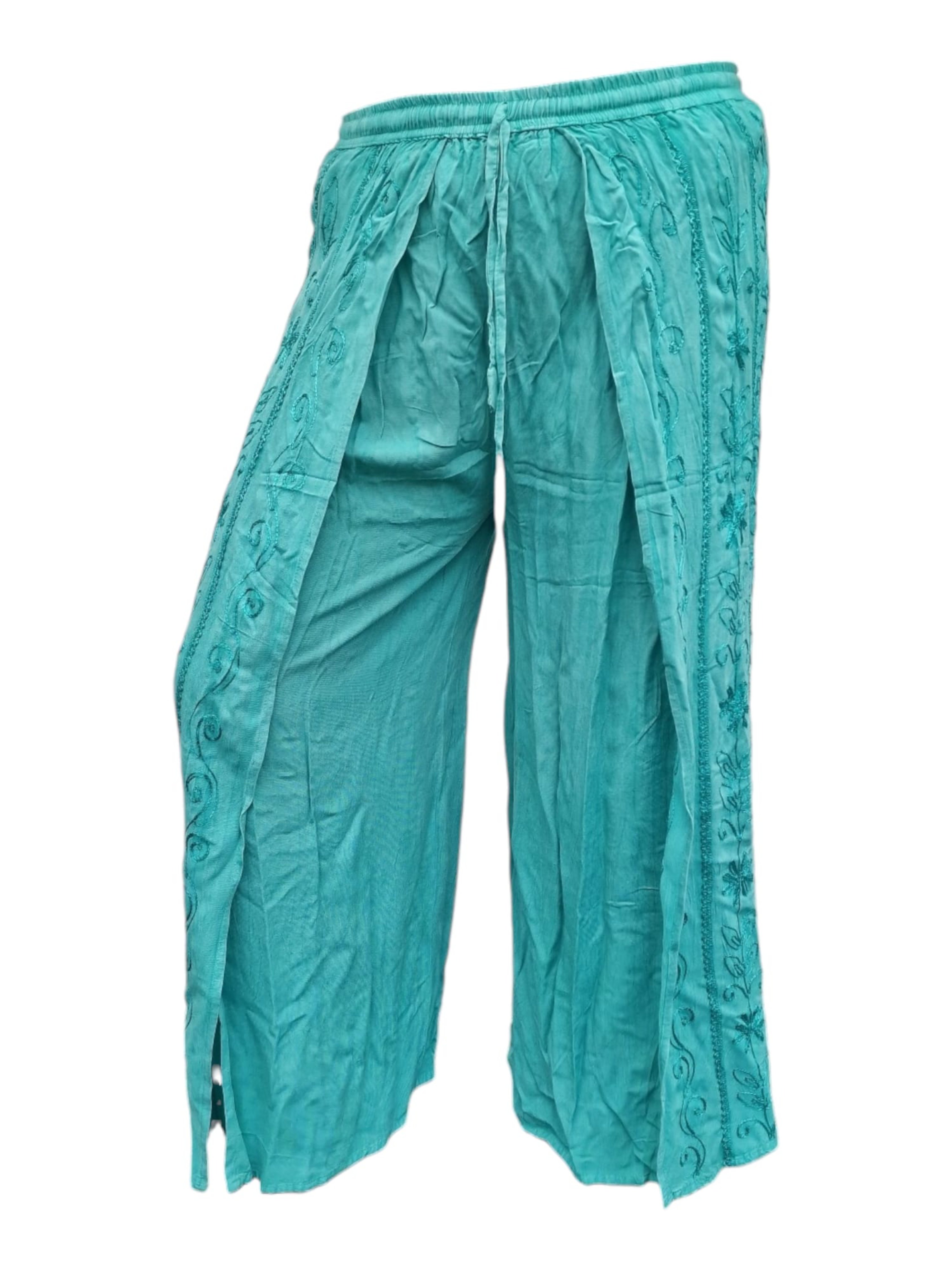 Palazzobyxa med slits Turkos