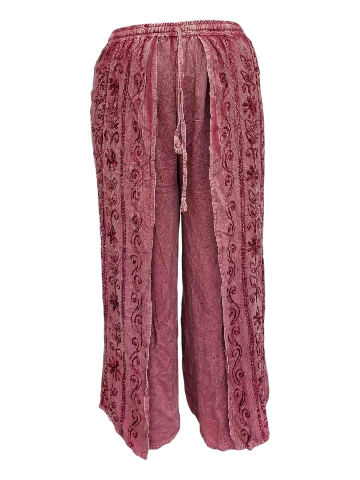 Palazzobyxa med slits Vinröd framifrån