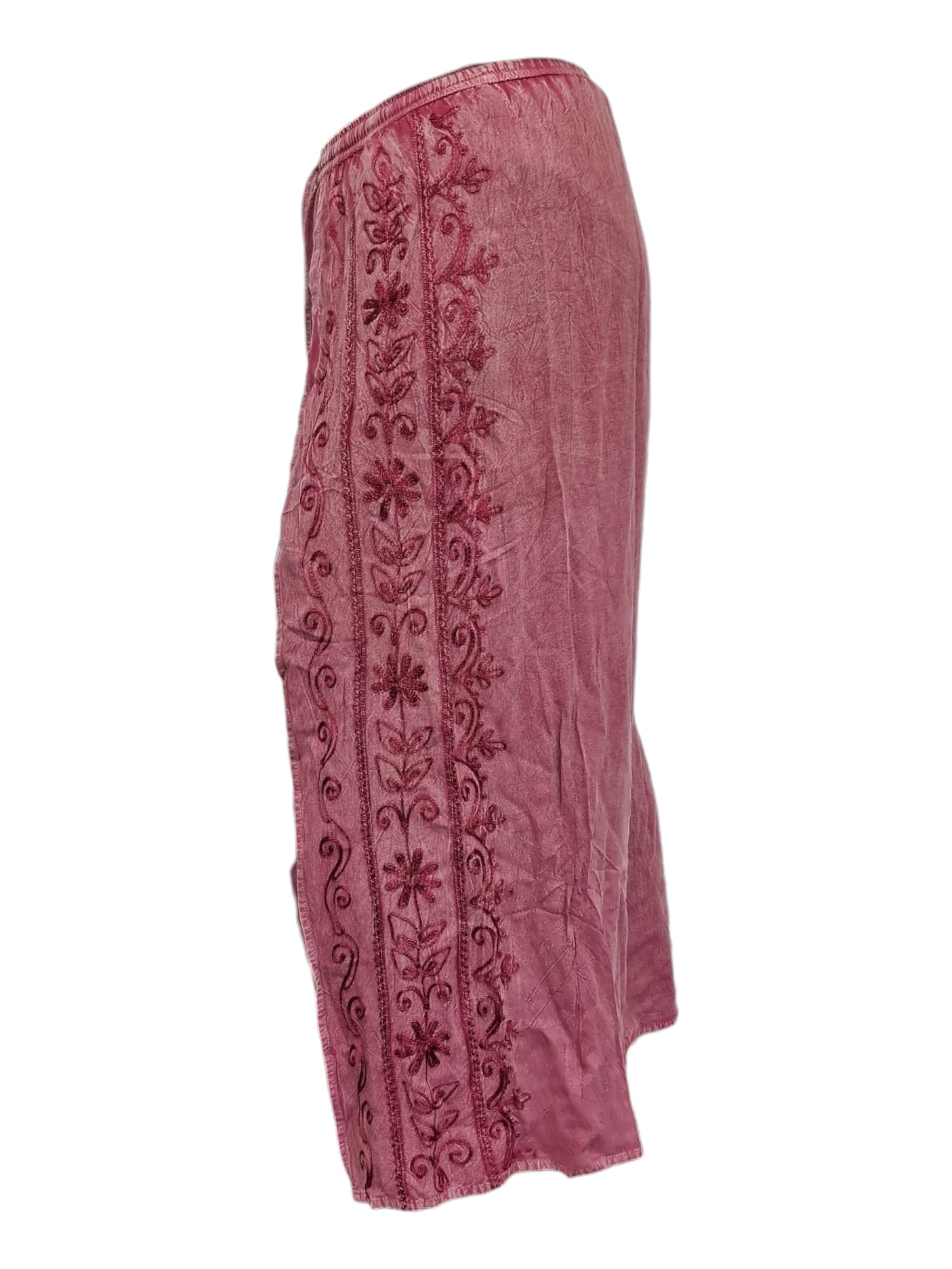 Palazzobyxa med slits Vinröd från sidan