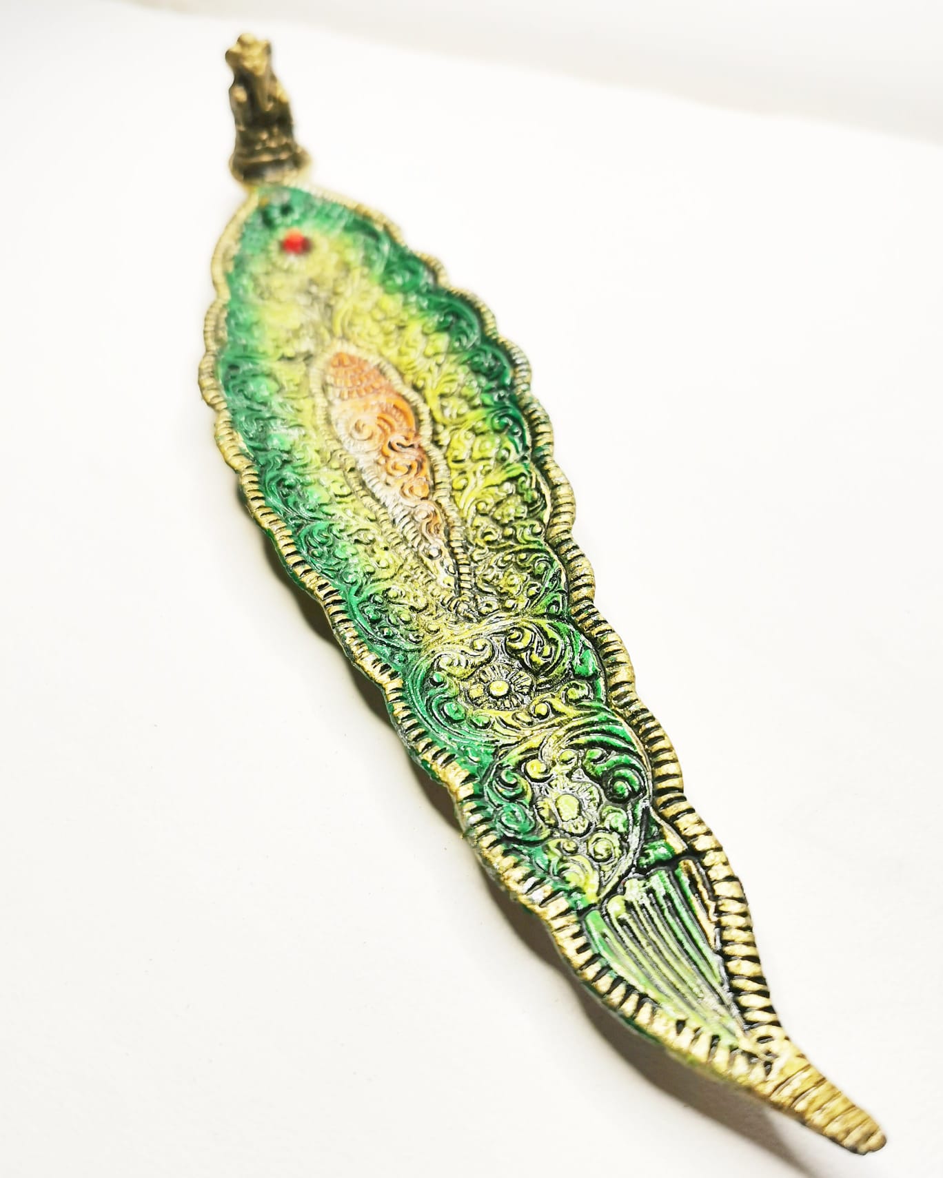 Rökelsehållare format som ett löv Grön