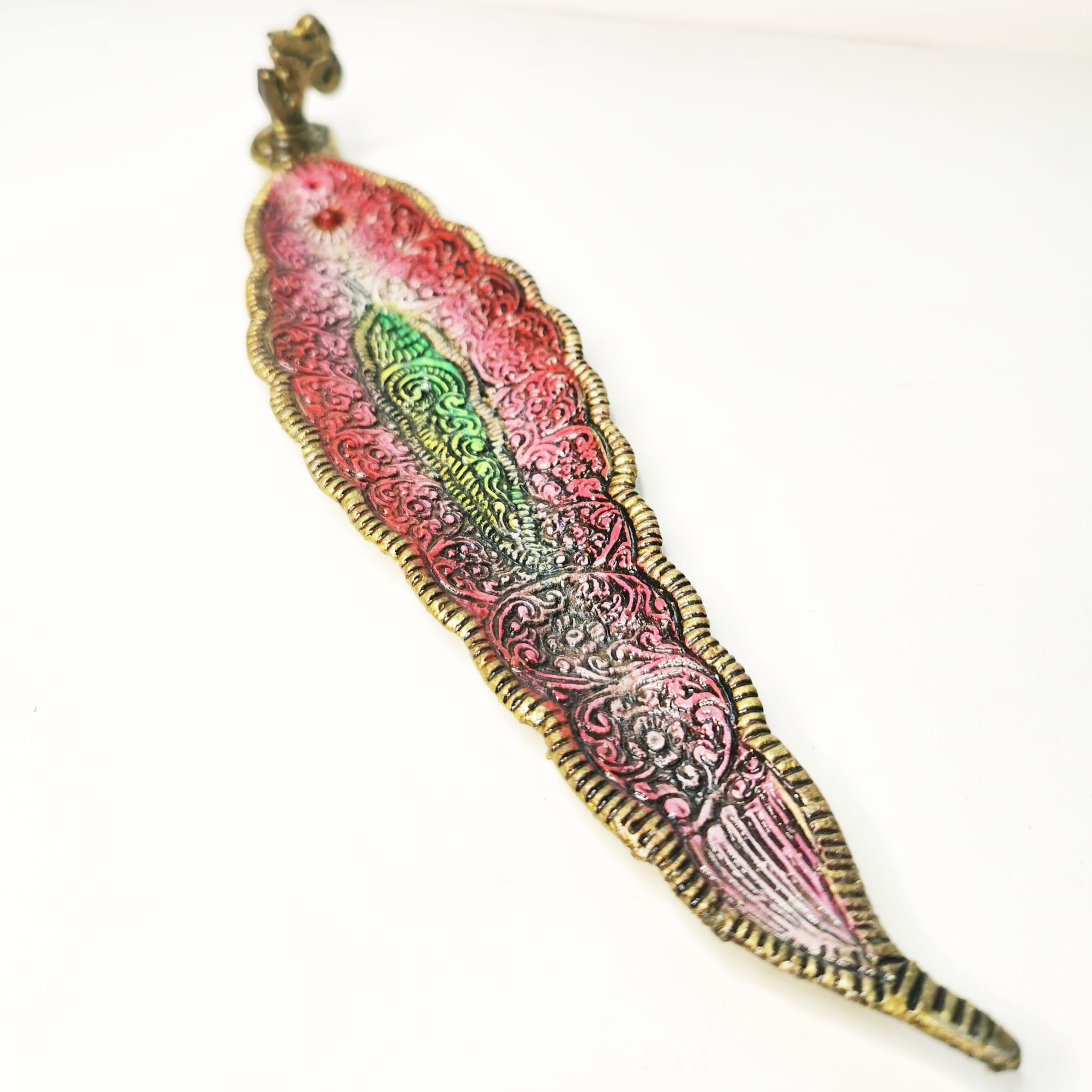 Rökelsehållare format som ett löv Röd