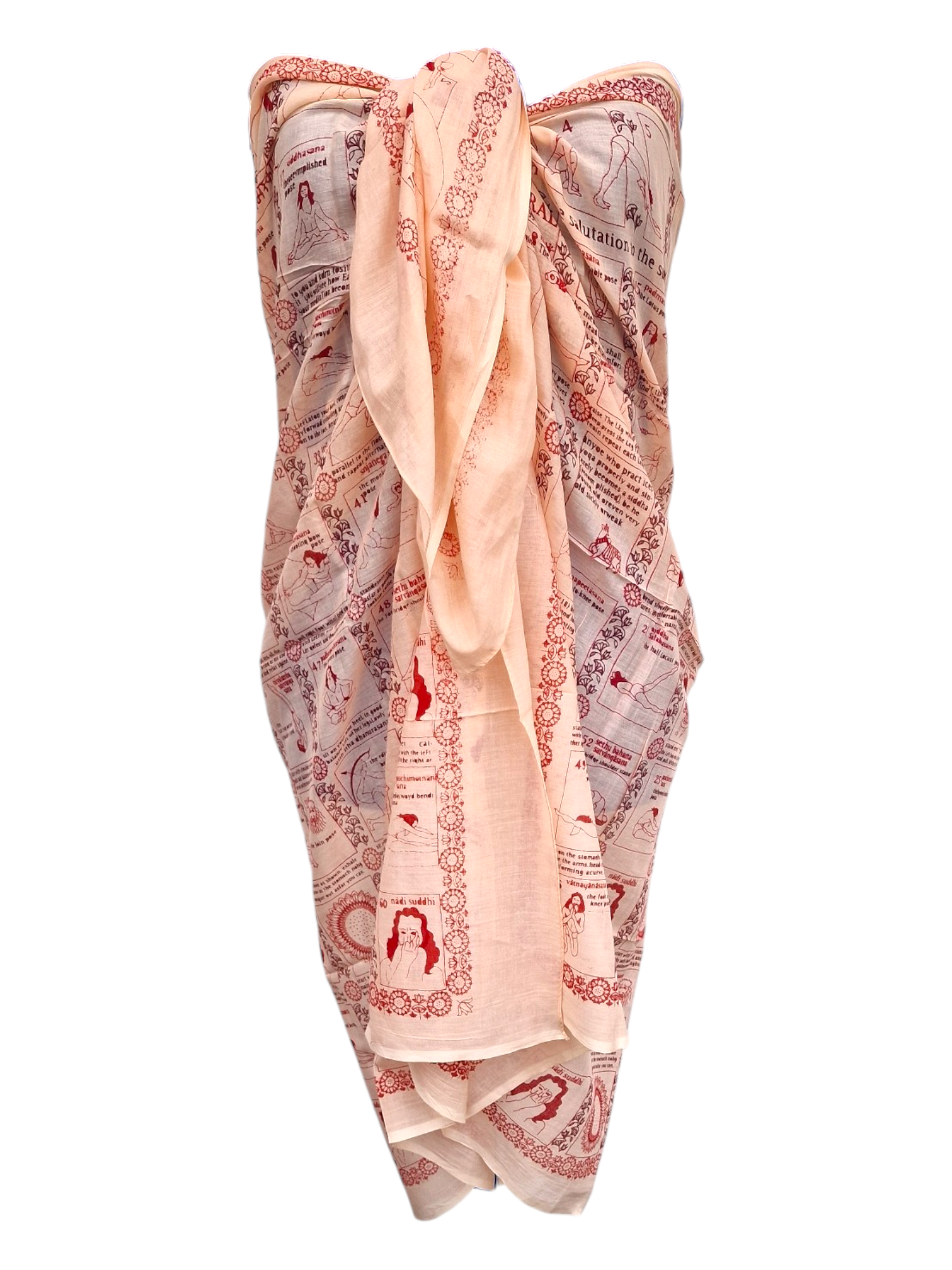 Sarong med yogatryck Aprikos