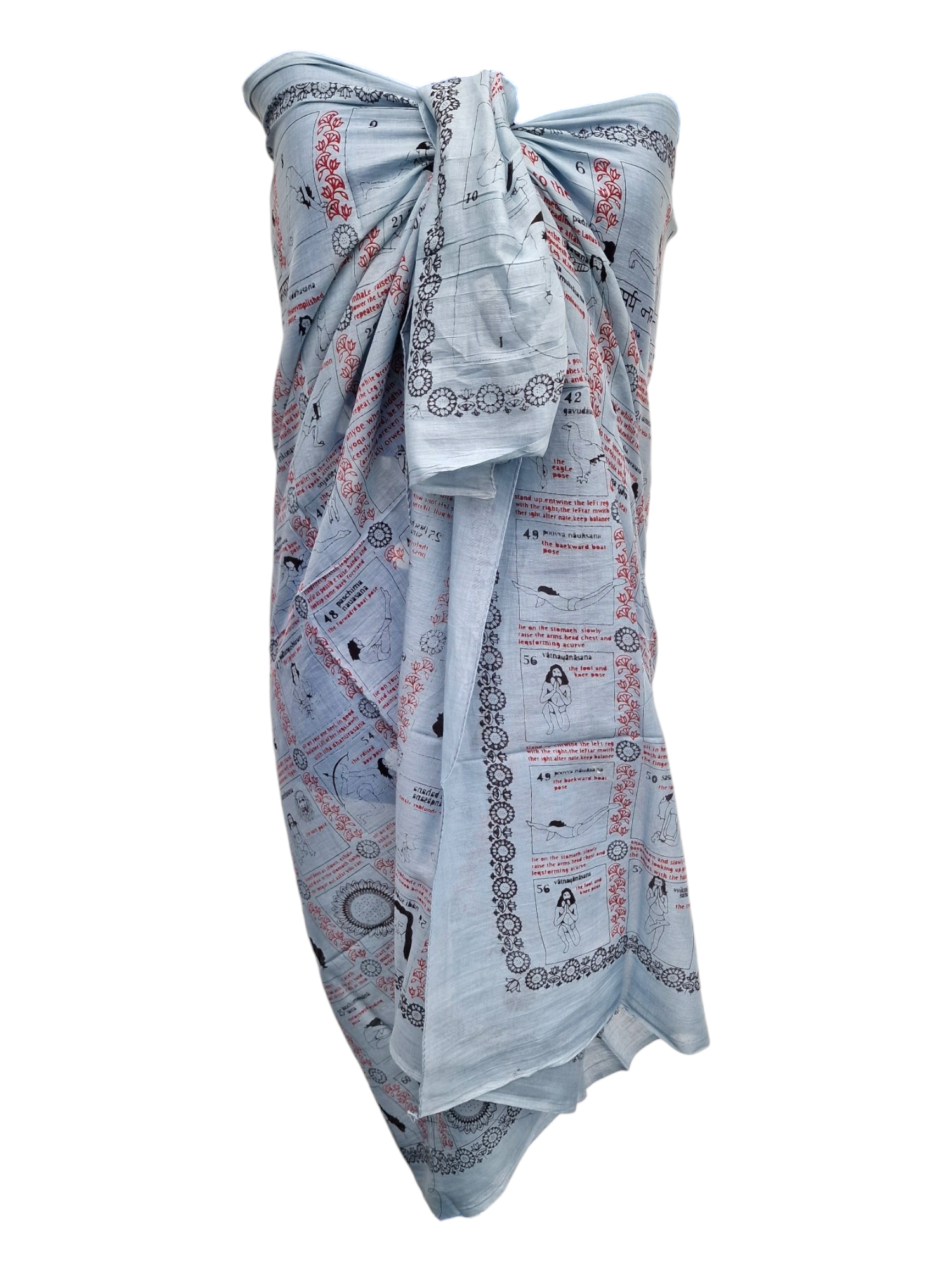 Sarong med yogatryck Grå