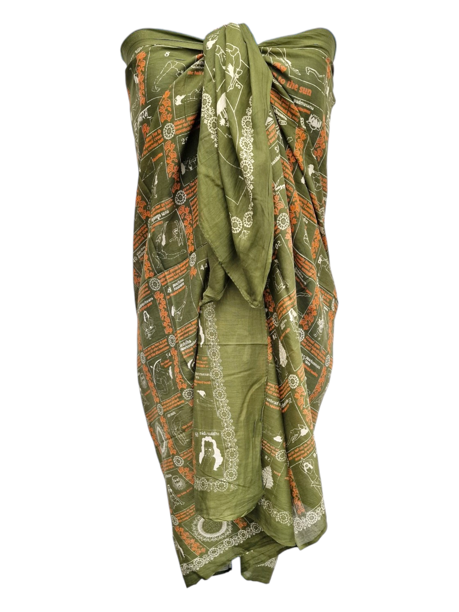 Sarong med yogatryck Grön