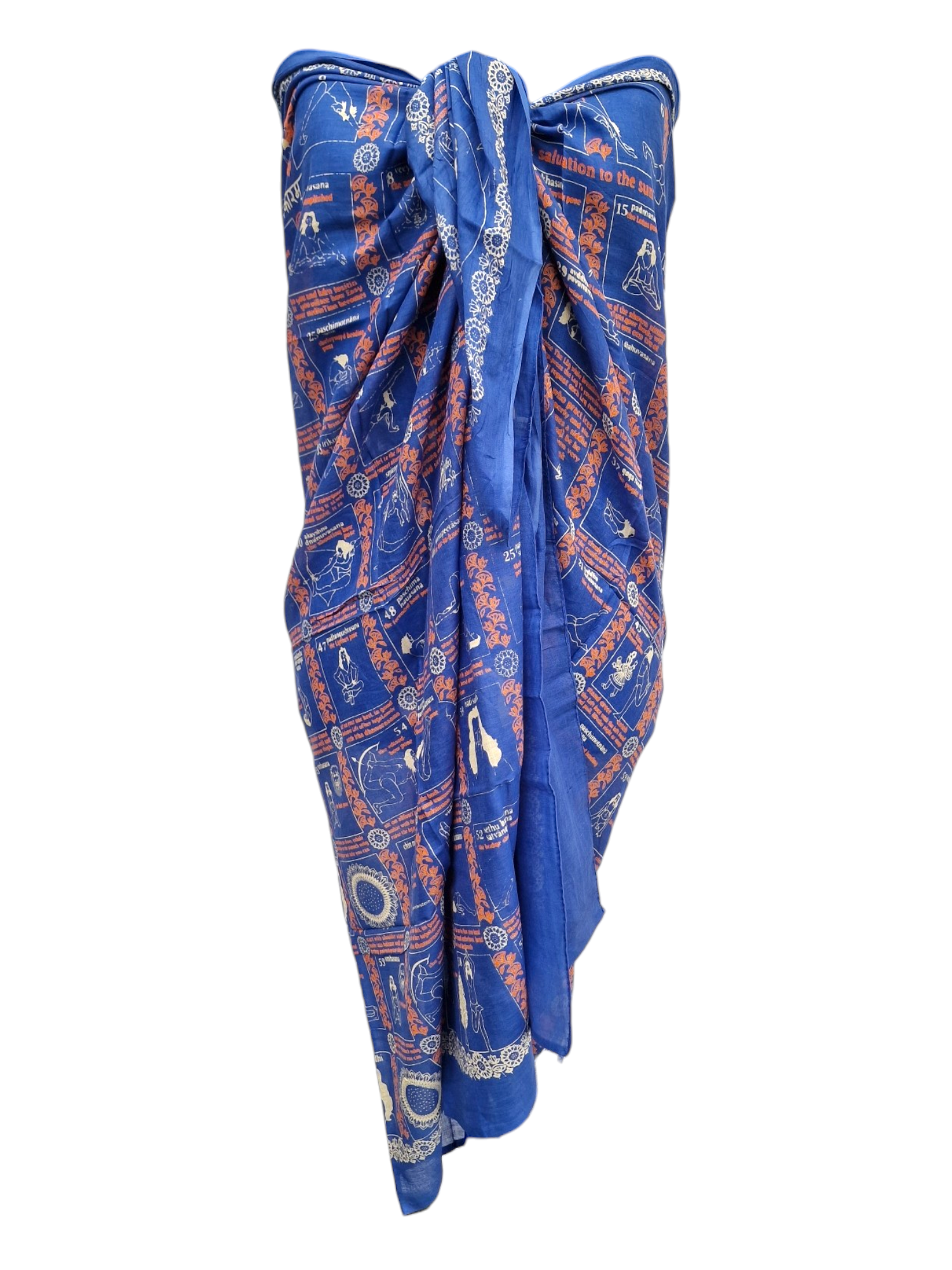 Sarong med yogatryck Mörkblå