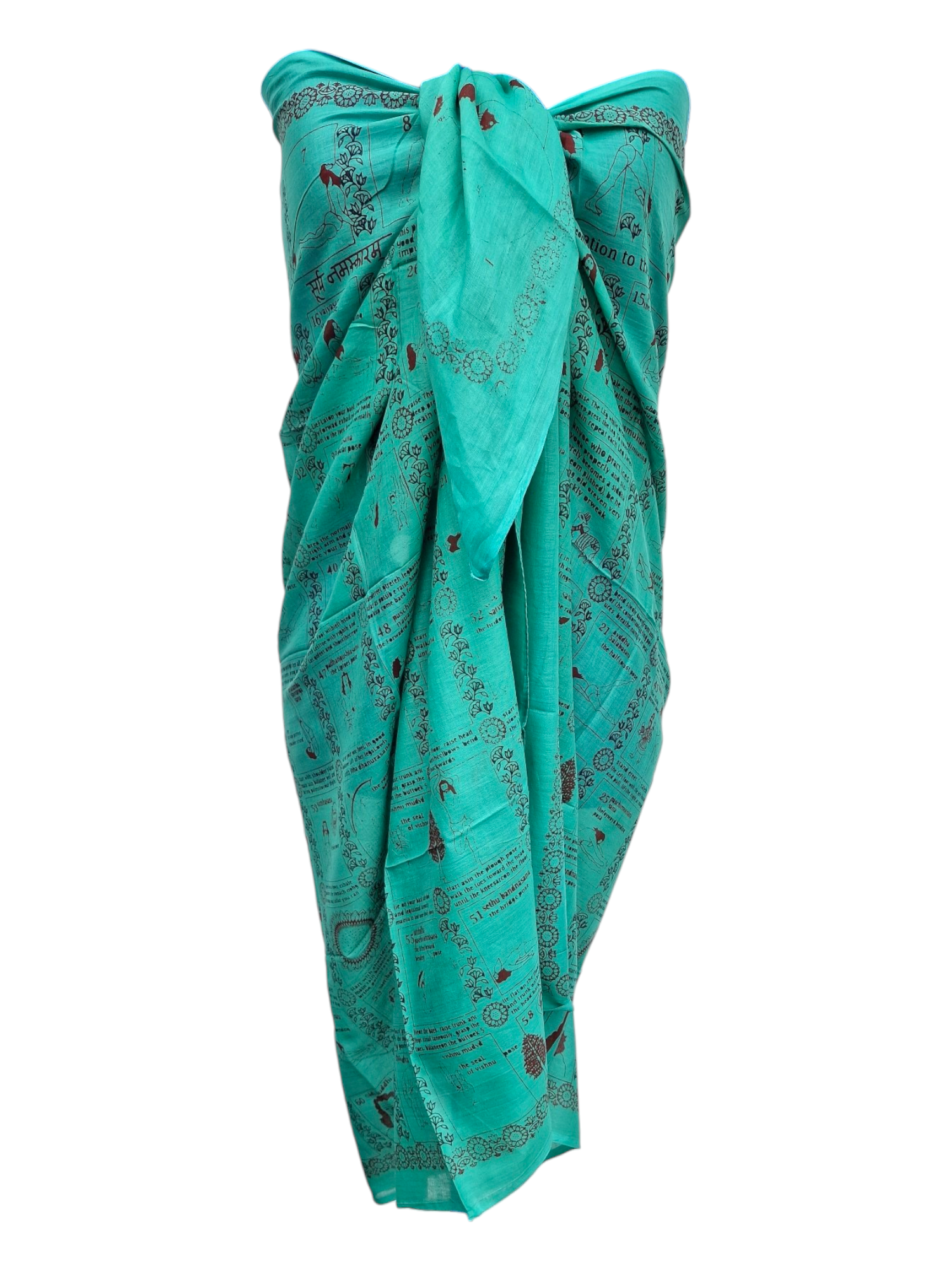 Sarong med yogatryck Mörkturkos