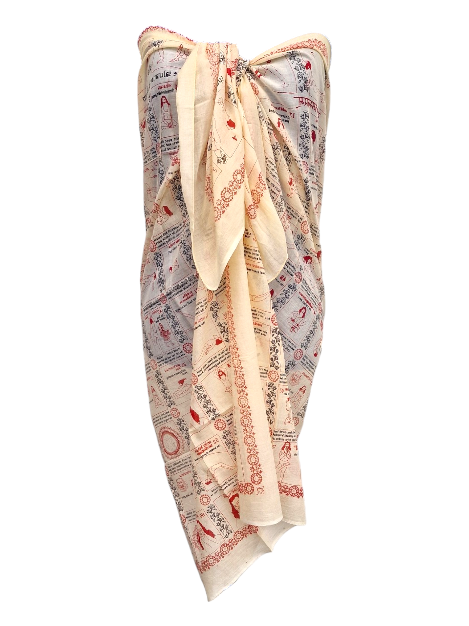 Sarong med yogatryck Off white