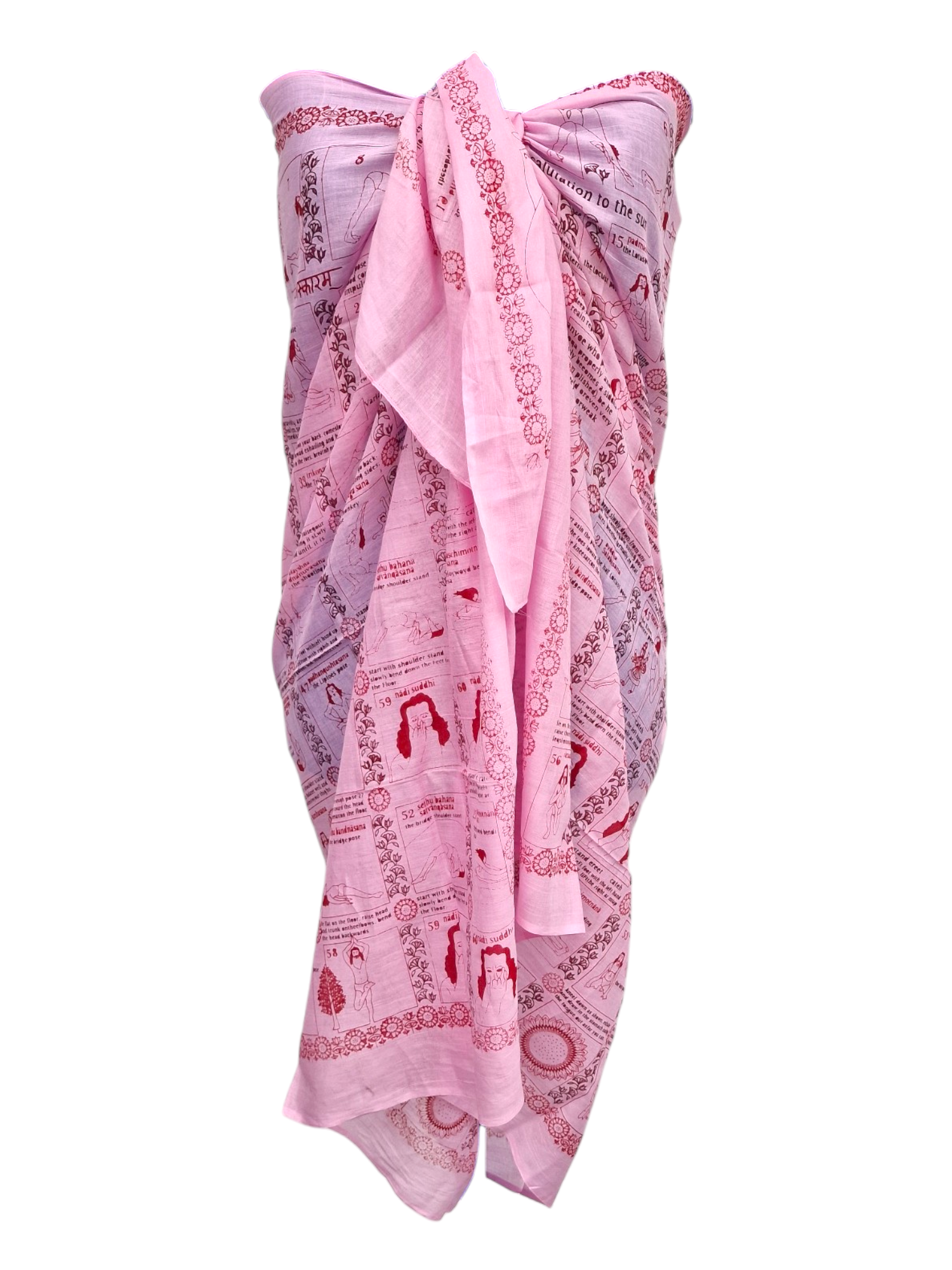 Sarong med yogatryck Rosa