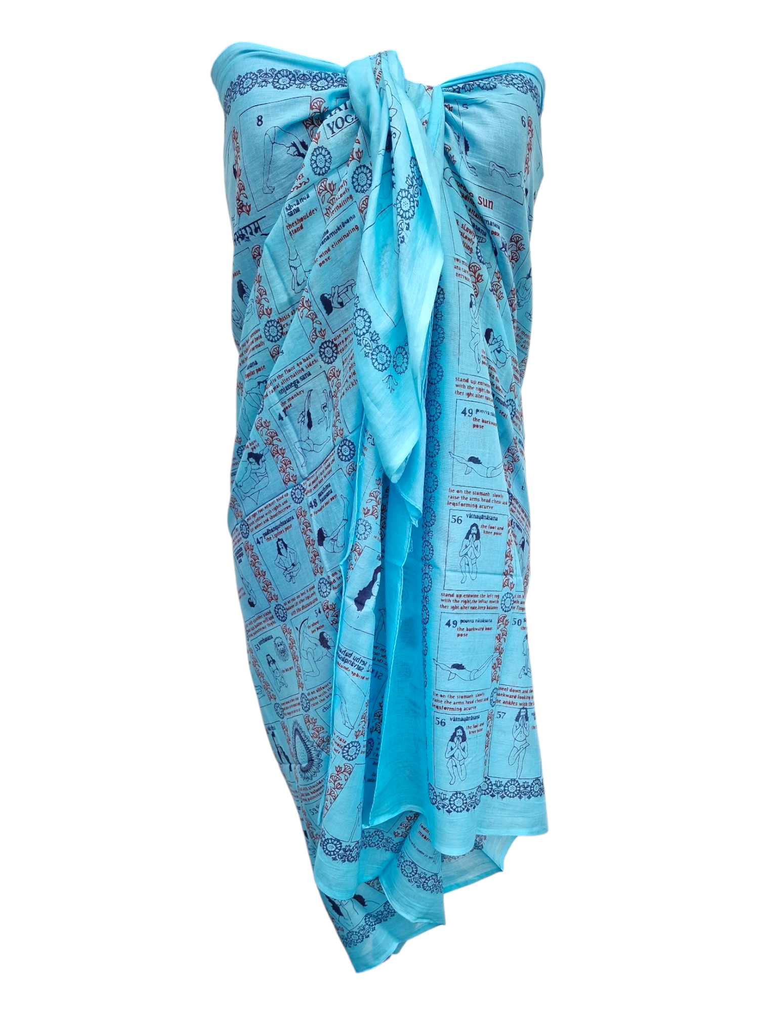 Sarong med yogatryck Turkos