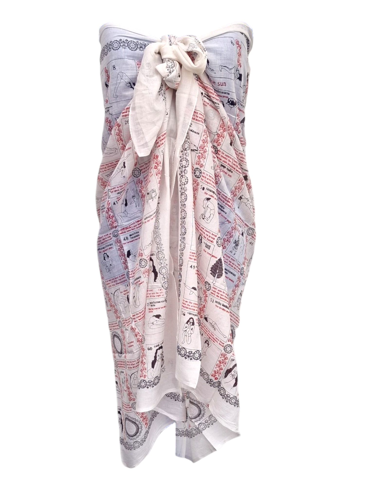 Sarong med yogatryck Vit