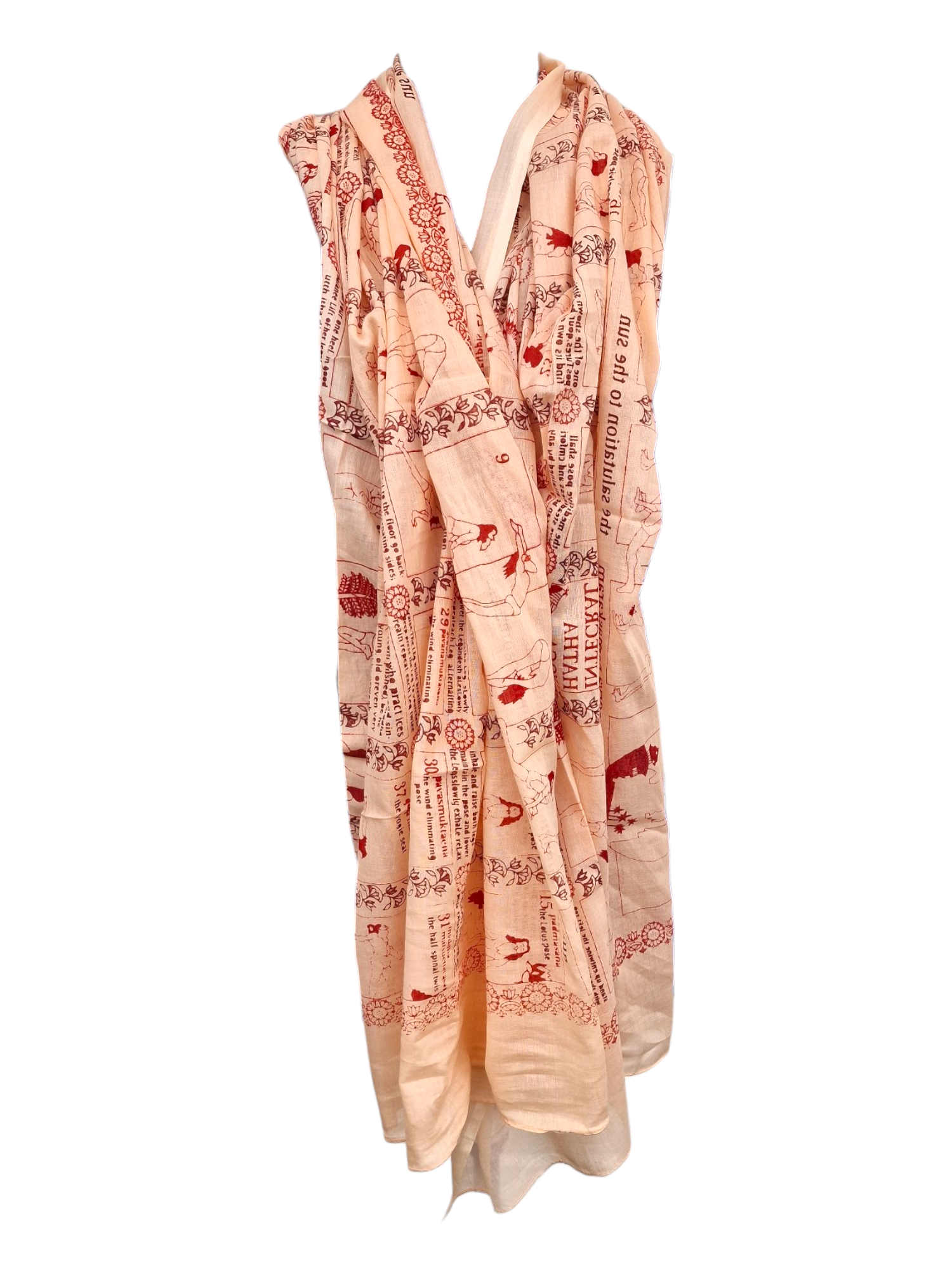 Sjal med yogatryck Aprikos