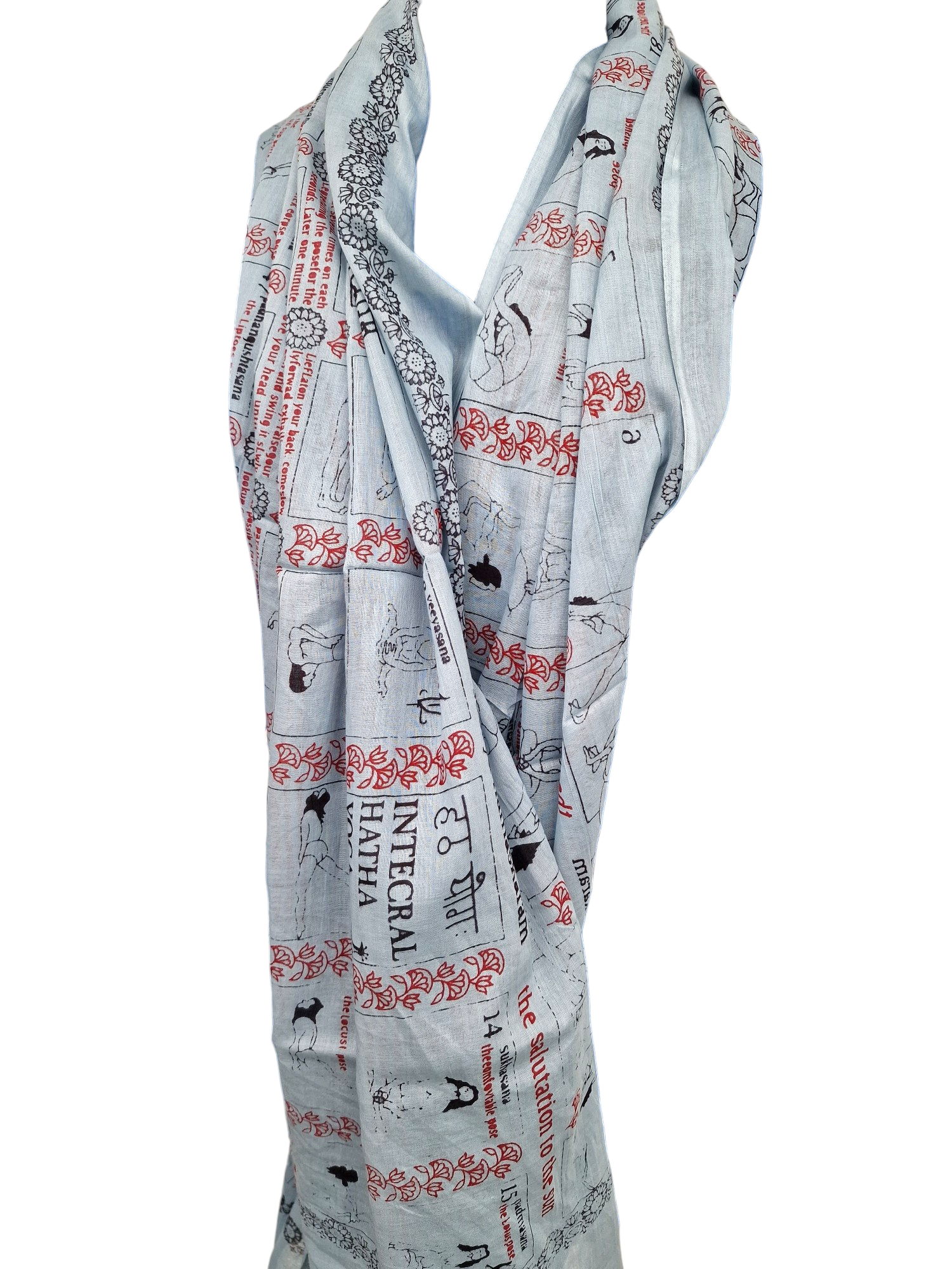 Sjal med yogatryck Grå