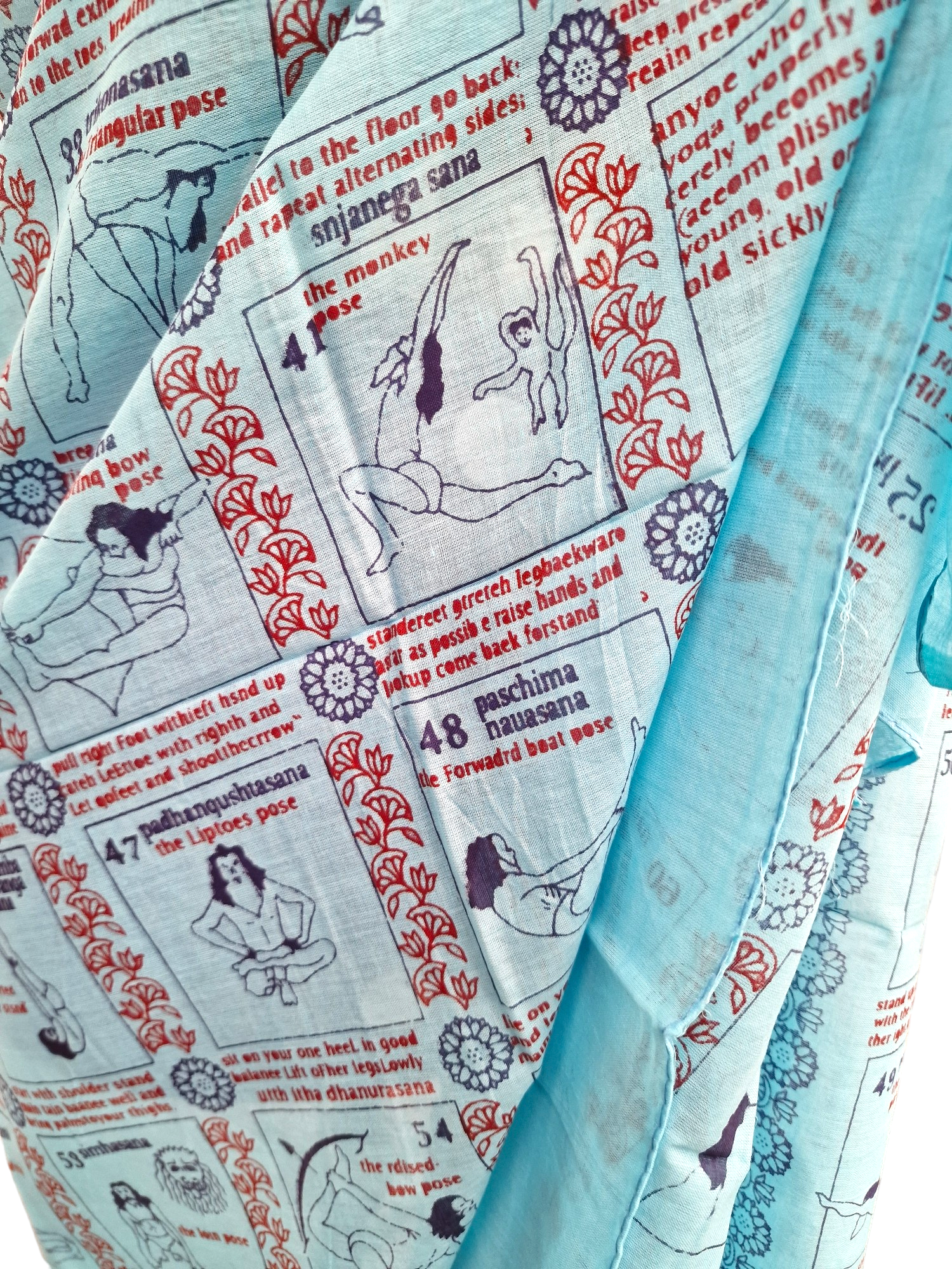 Sjal med yogatryck Ljusblå