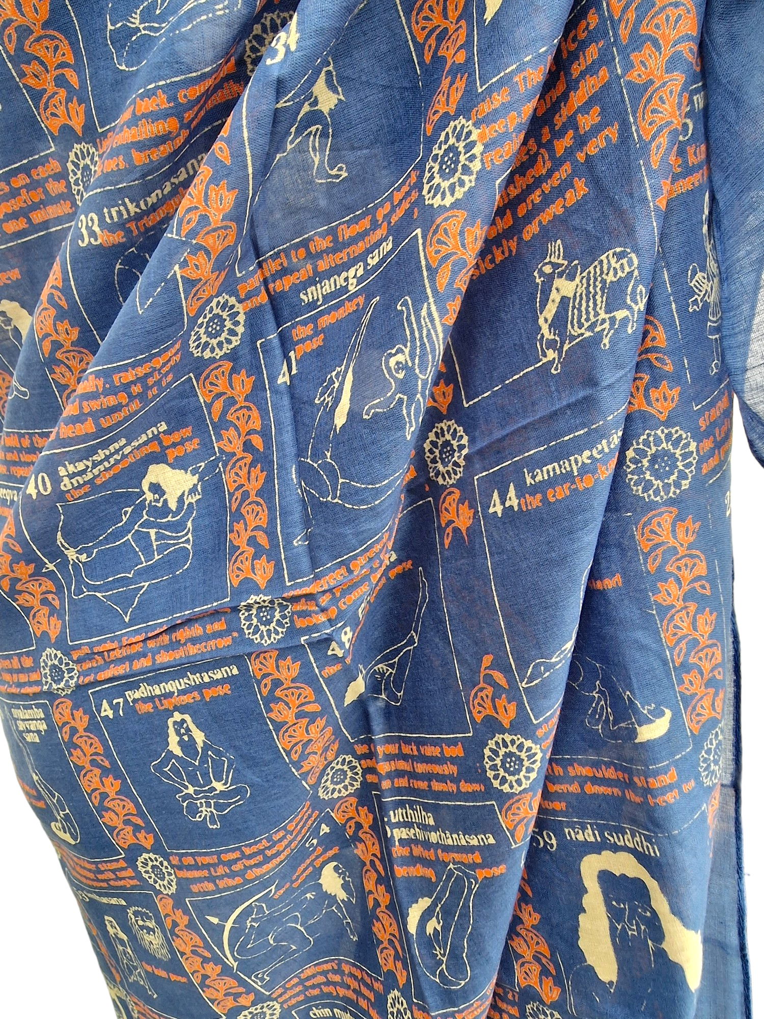 Sjal med yogatryck Mörkblå