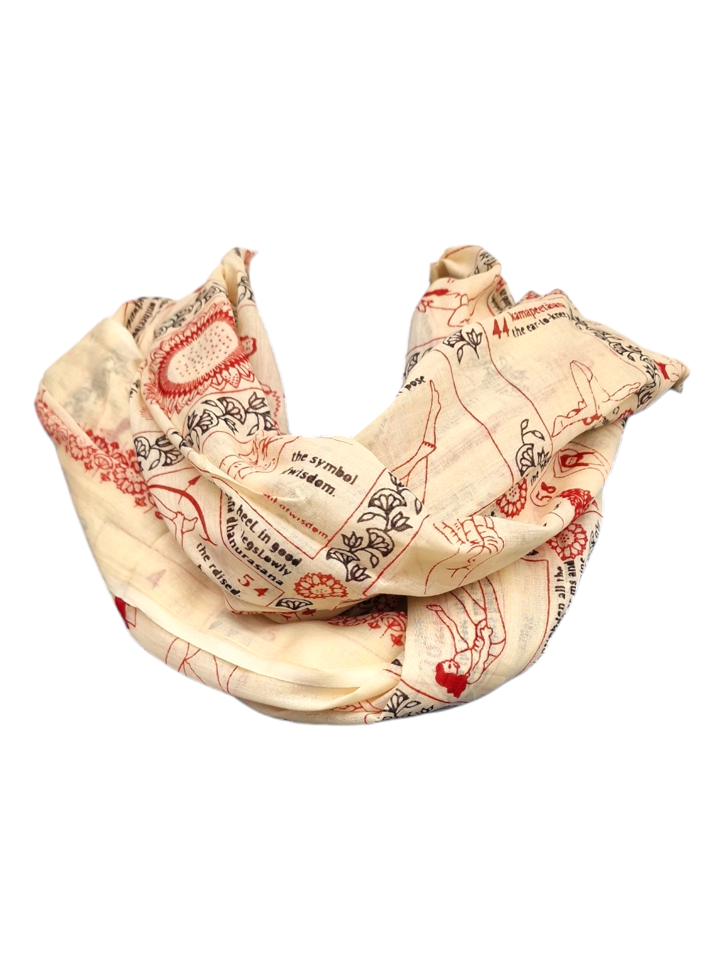 Sjal med yogatryck Off white