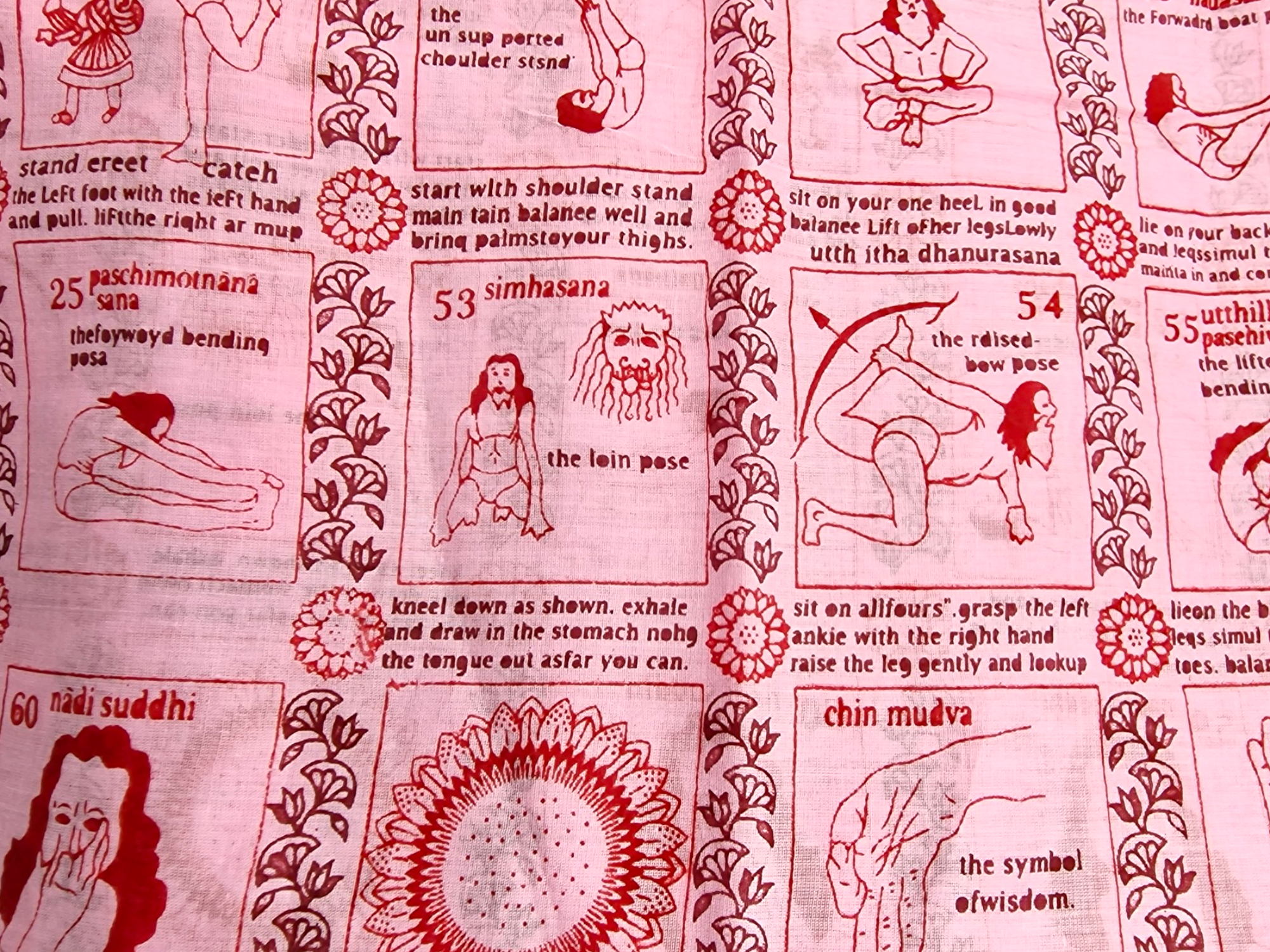 Sjal med yogatryck Rosa