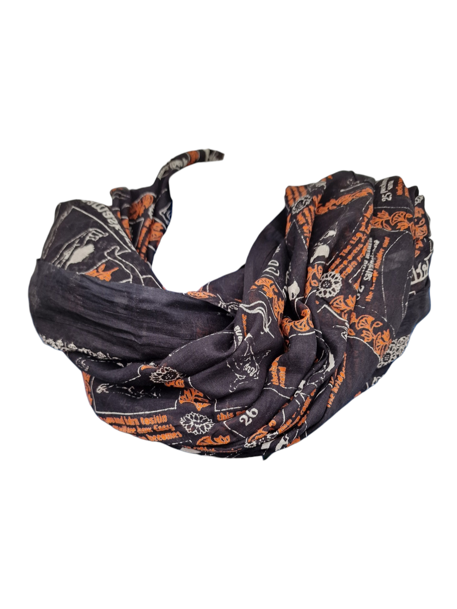 Sjal med yogatryck Svart