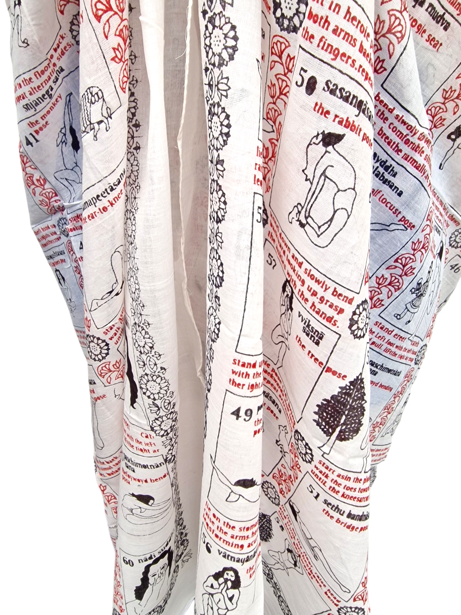 Stor sjal med yogatryck Vit