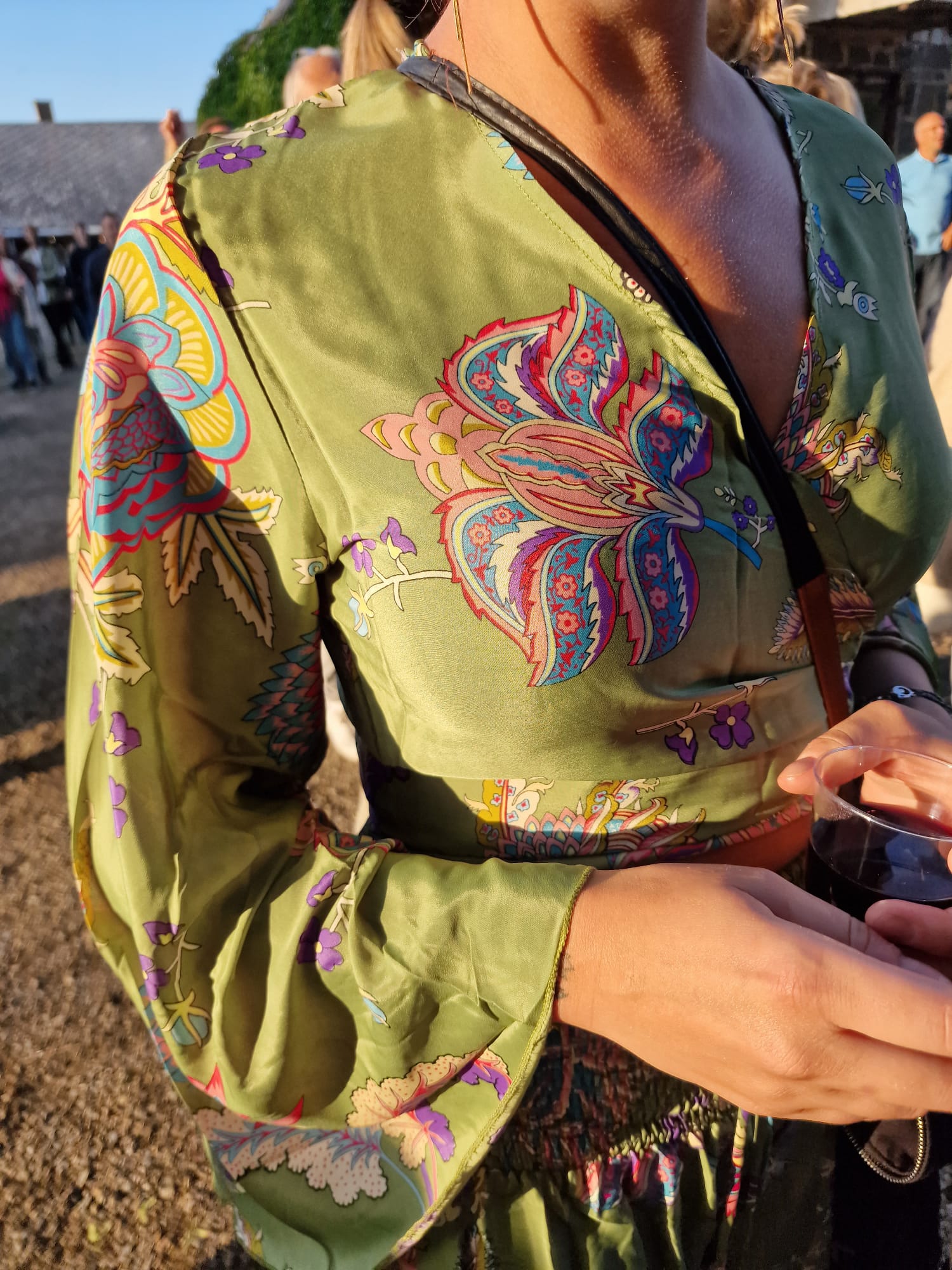 Boho tvådelat set Grön med blommor