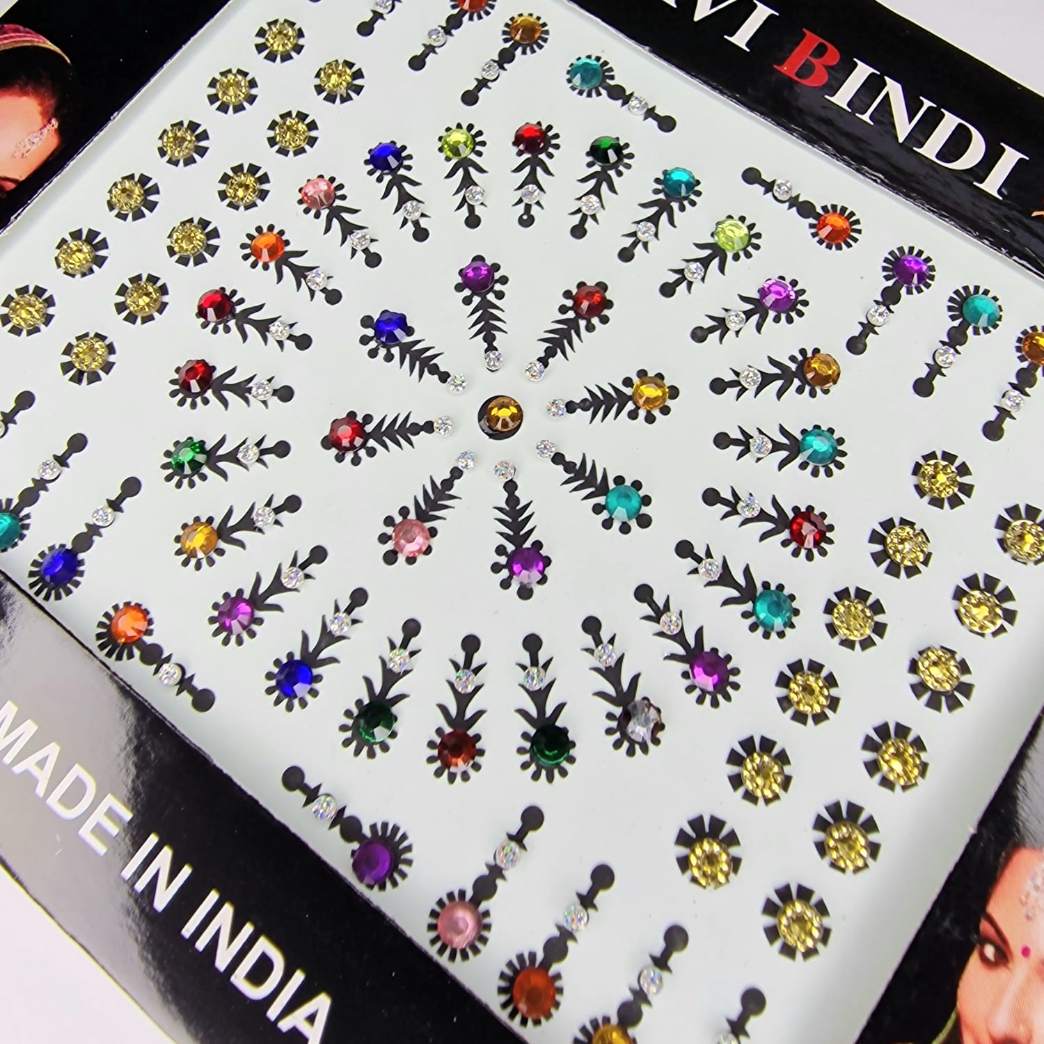 12 Bindis Indiska smycken närbild