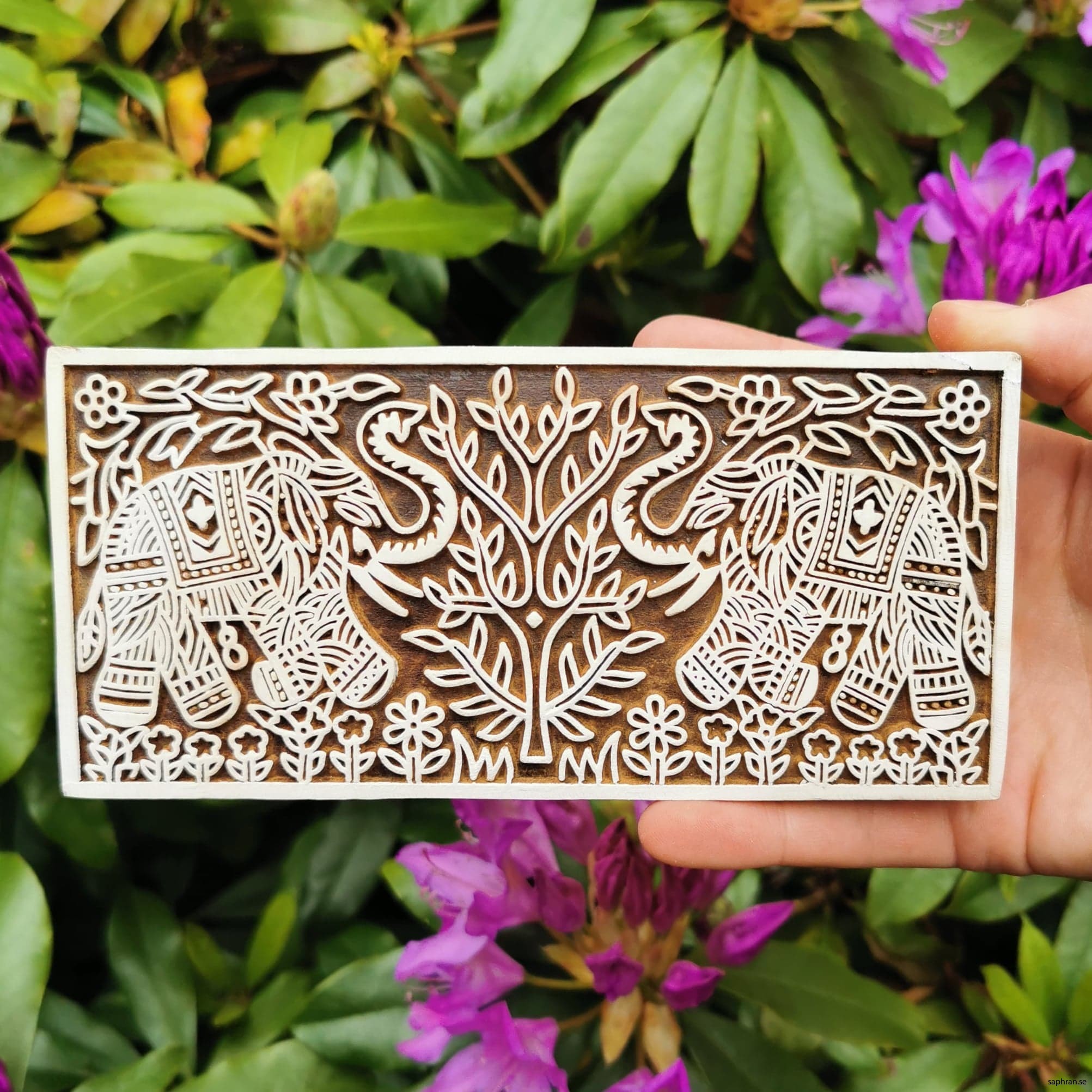 17. Indiska trästämplar Bård med elefanter