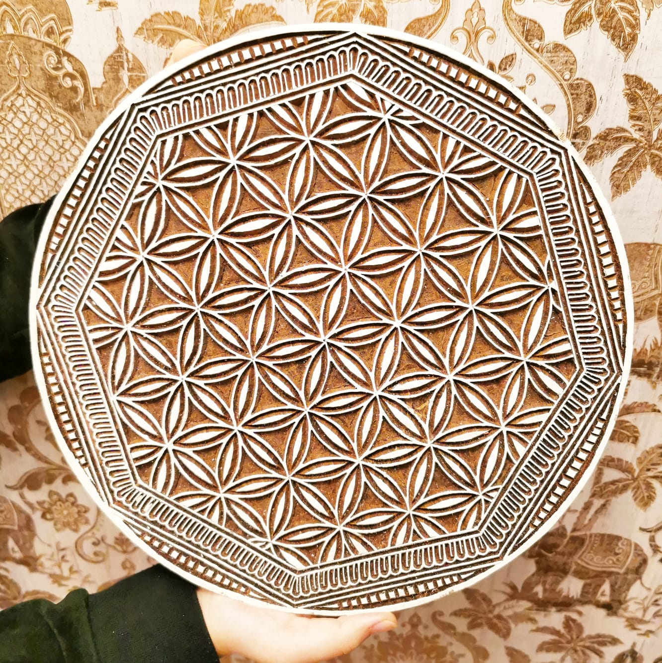 51. Indiska trästämplar Blomma Stor