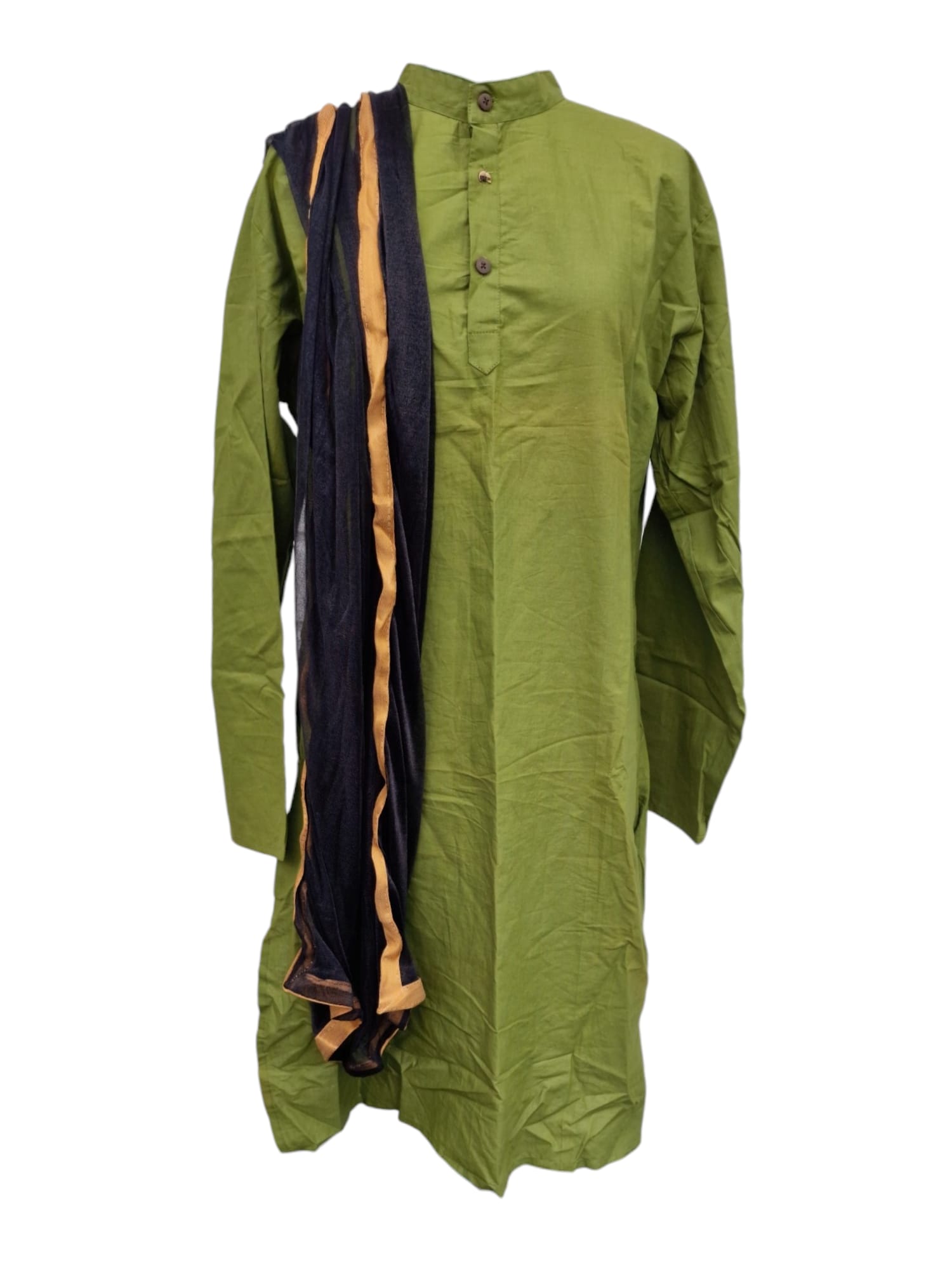 Kurta Traditionell indisk långskjorta Grön Sjal