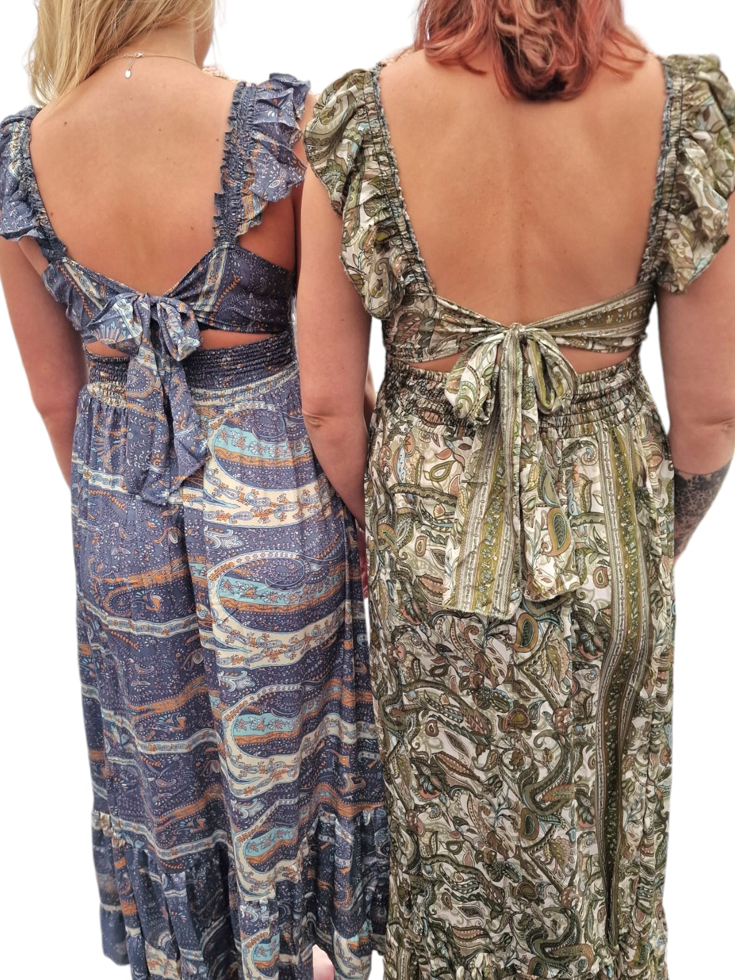 Långklänning med hög slits och smock Modeller rygg